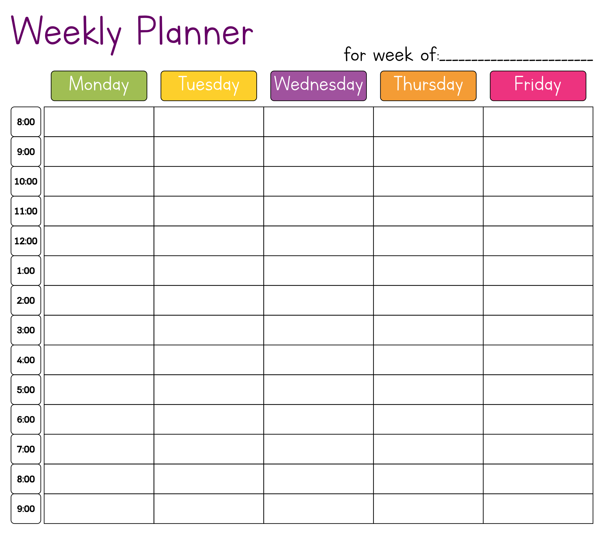 Free Free Printable Weekly Hourly Planner Download Free Free Printable Weekly Hourly Planner Png Images Free Worksheets On Clipart Library
