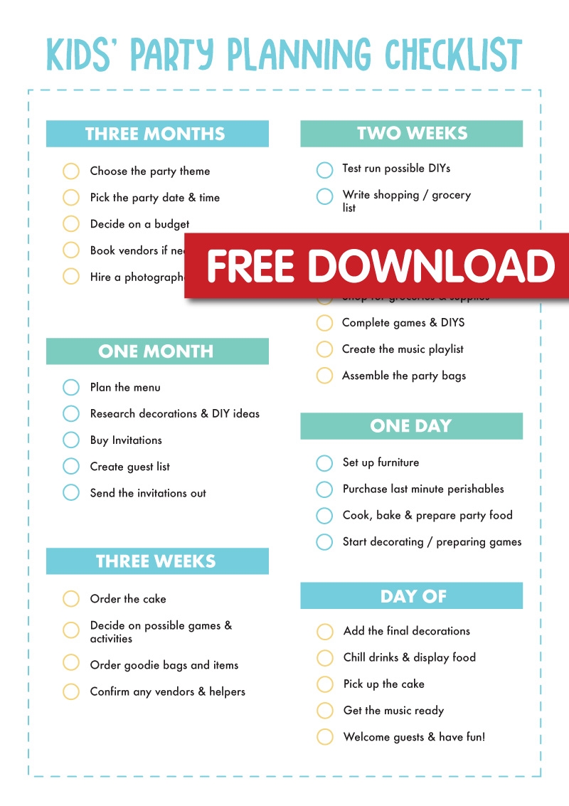 Free Kids Party Planning Checklist Printable Bright Star Kids