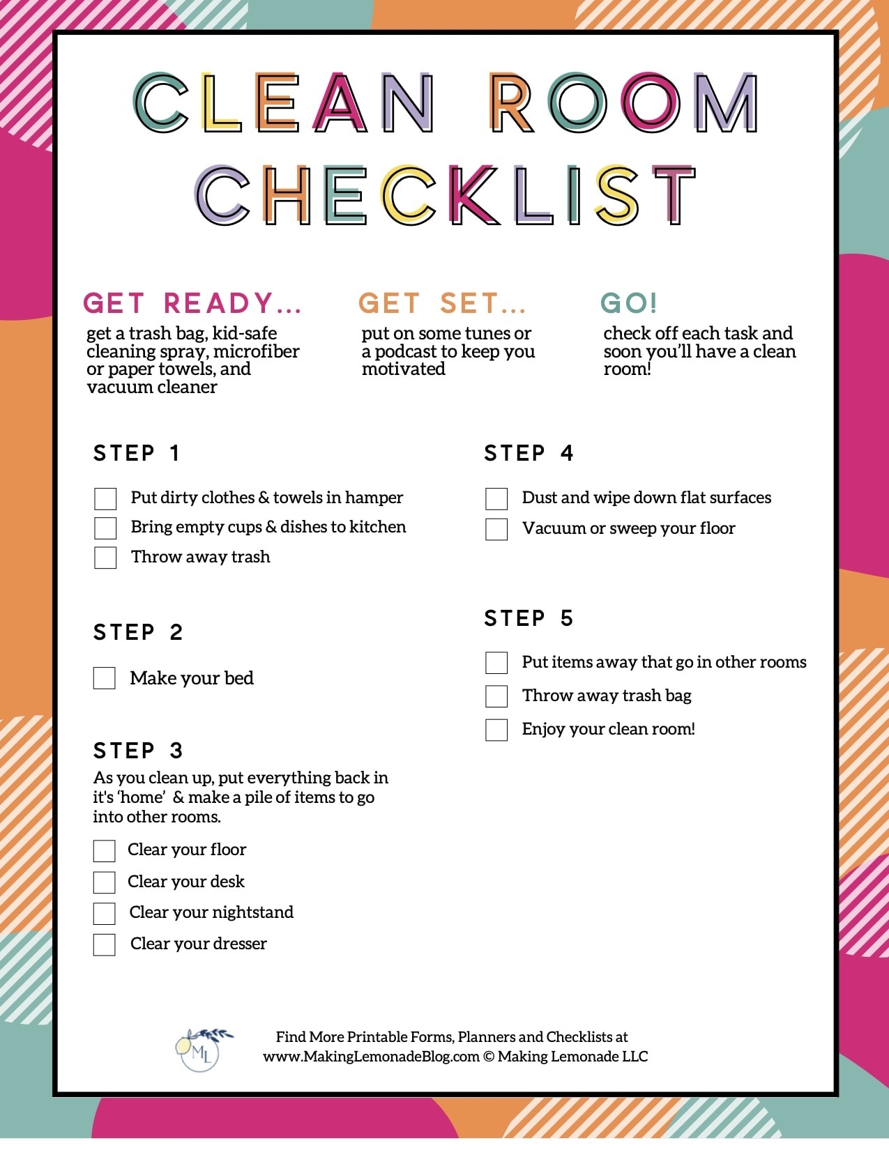 Free Kids Printable Cleaning Checklist For Bedrooms Making Lemonade Free Kids Printable Cleaning Checklist For Bedrooms Making Lemonade