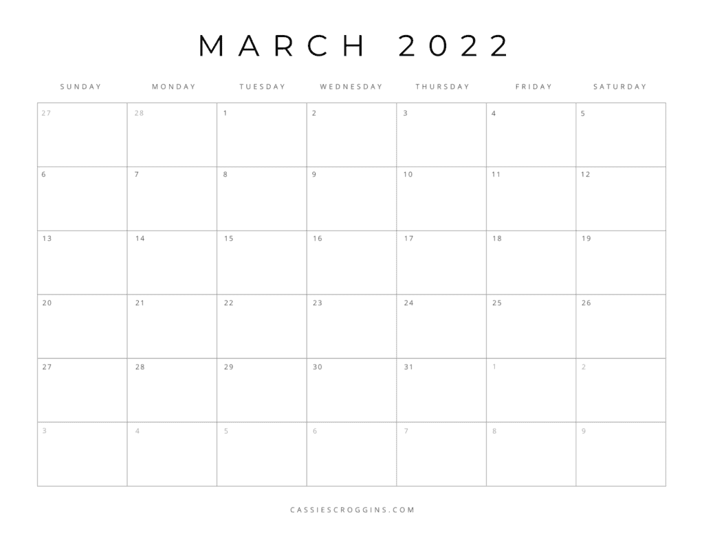 Free Printable 2022 Blank Calendar Templates All 12 Months 