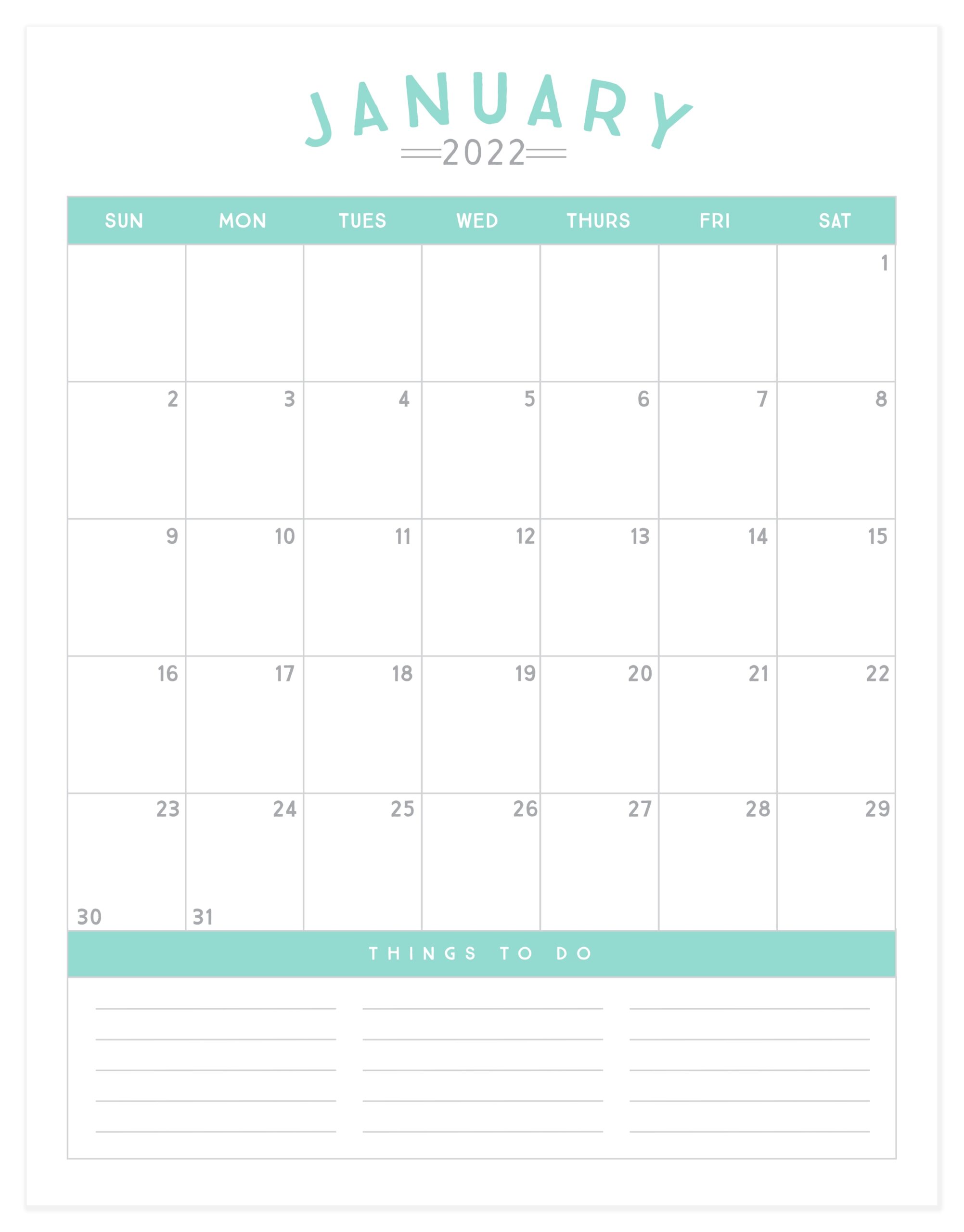 Free Printable 2022 Calendar
