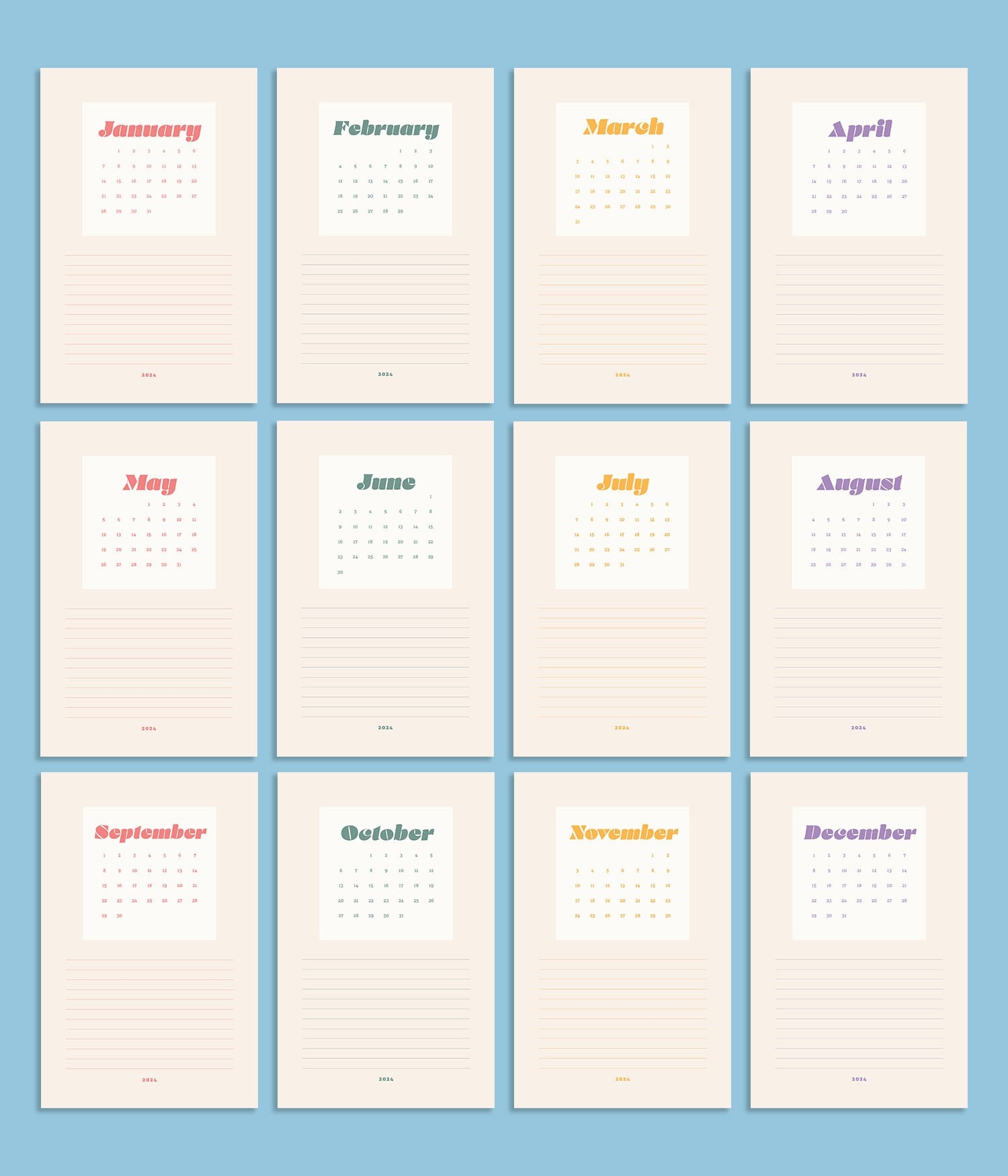 monthly free printable 2024 calendar printable.