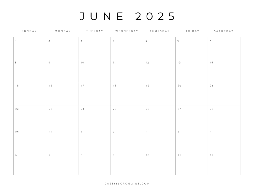 Free Printable 2025 Blank Calendar Templates All 12 Months 