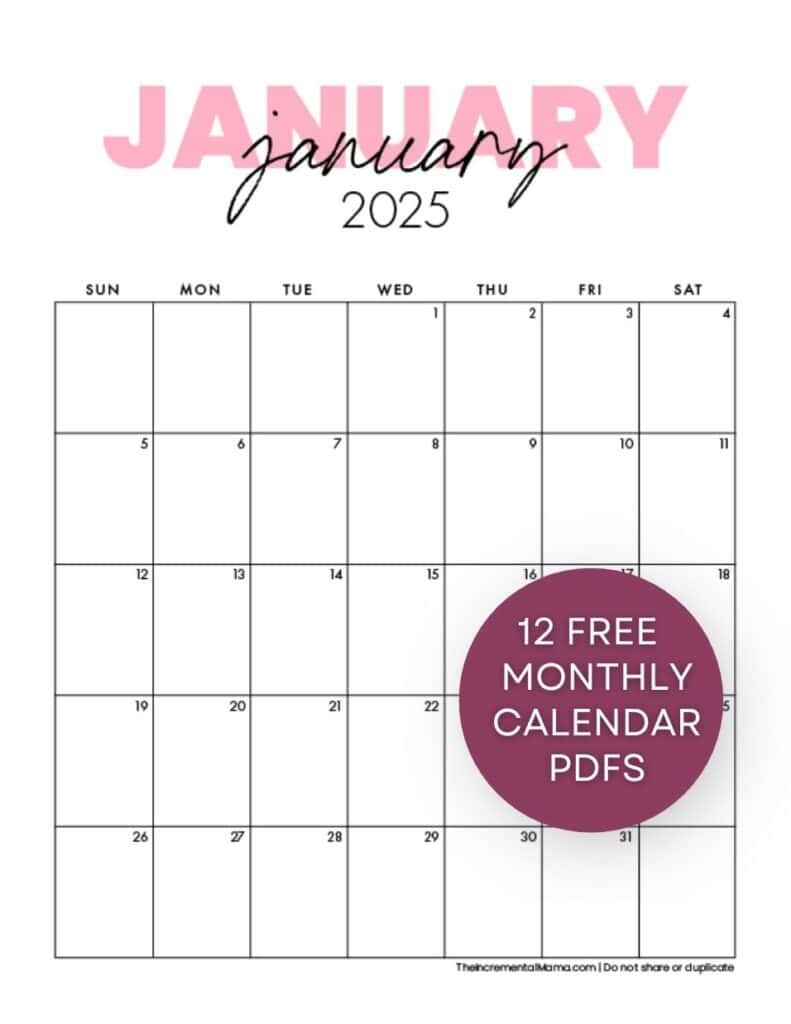 printable calendars 2025 free printable calendars 2025 free