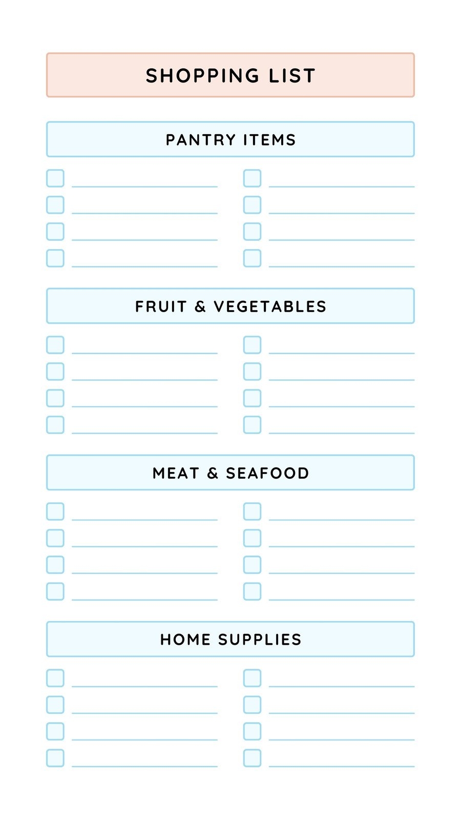 free printable shopping list template