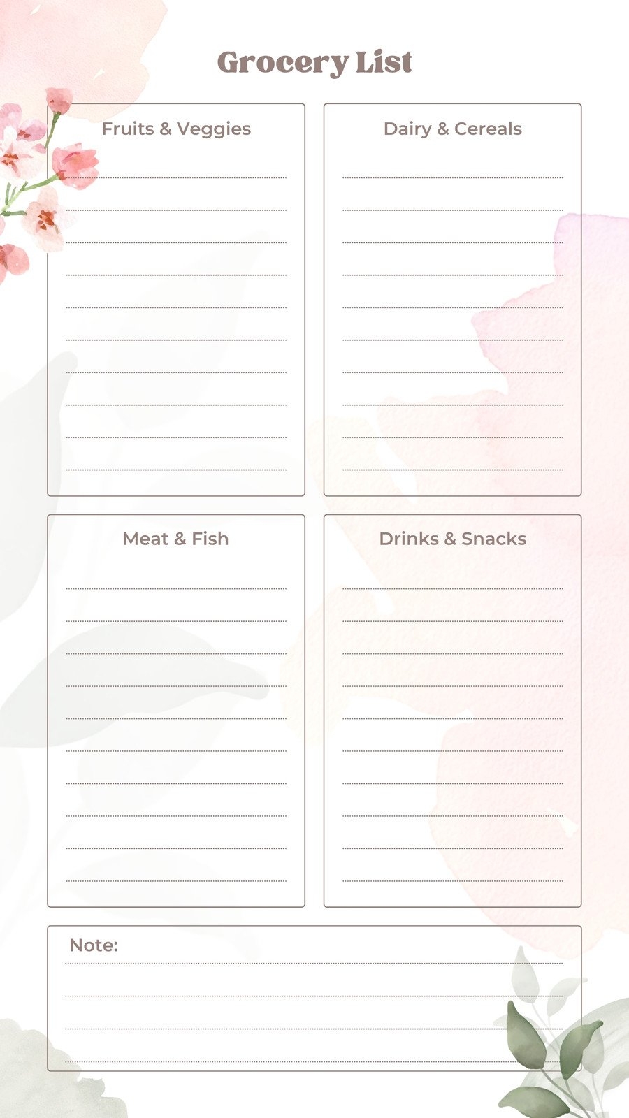 printable free grocery list