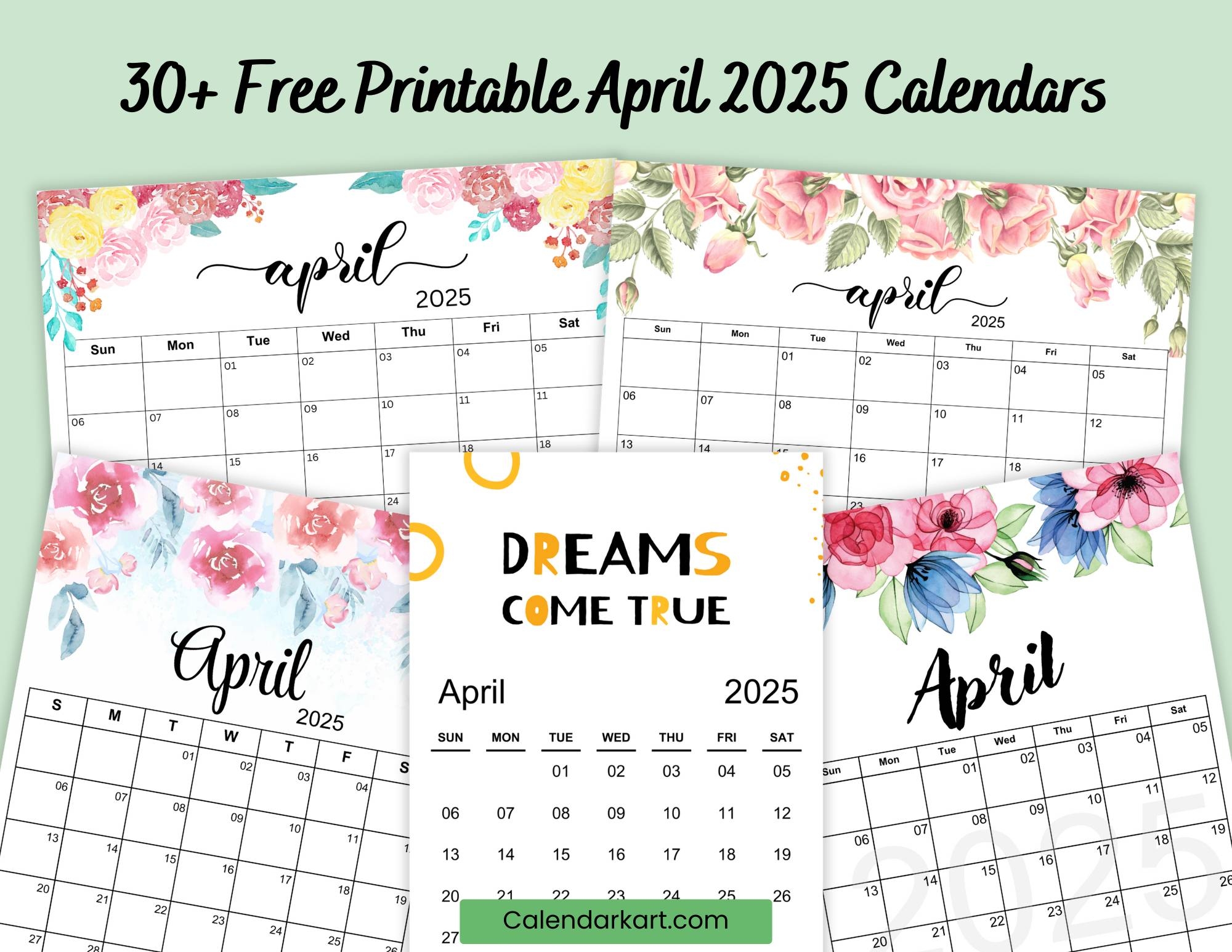 Free Printable April 2025 Calendars 30 Free Printable PDF