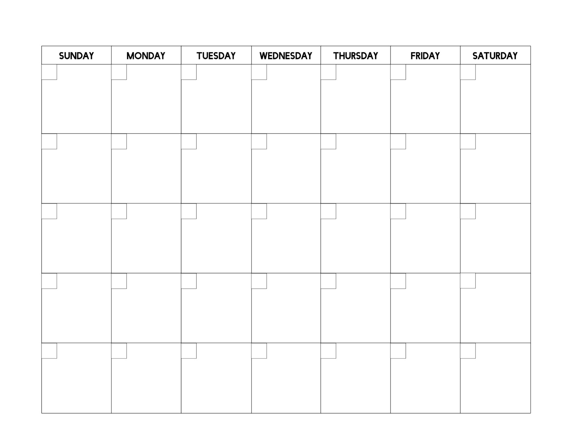 free blank printable calendar templates