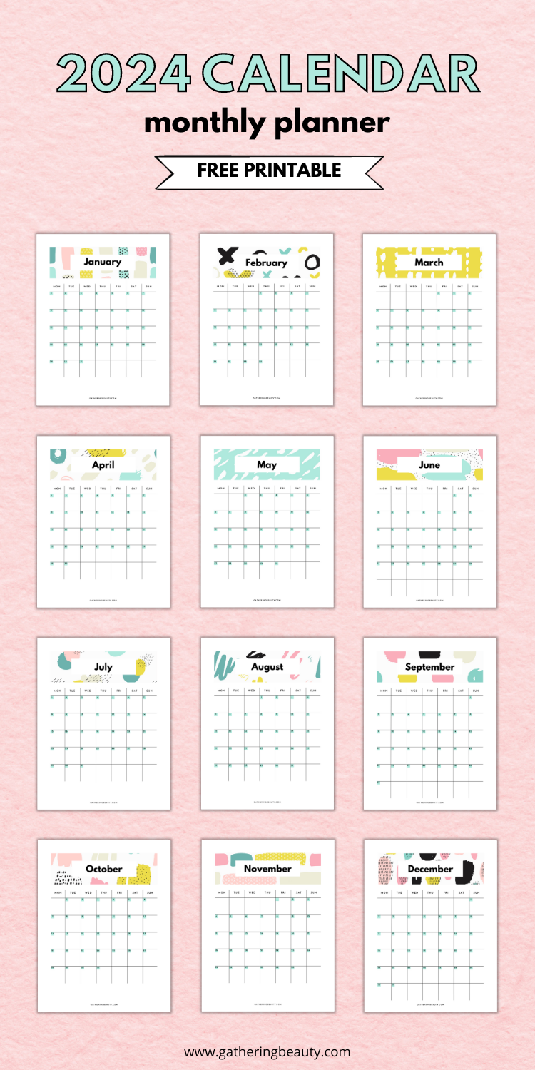 Free Printable Calendar 2024 Gathering Beauty