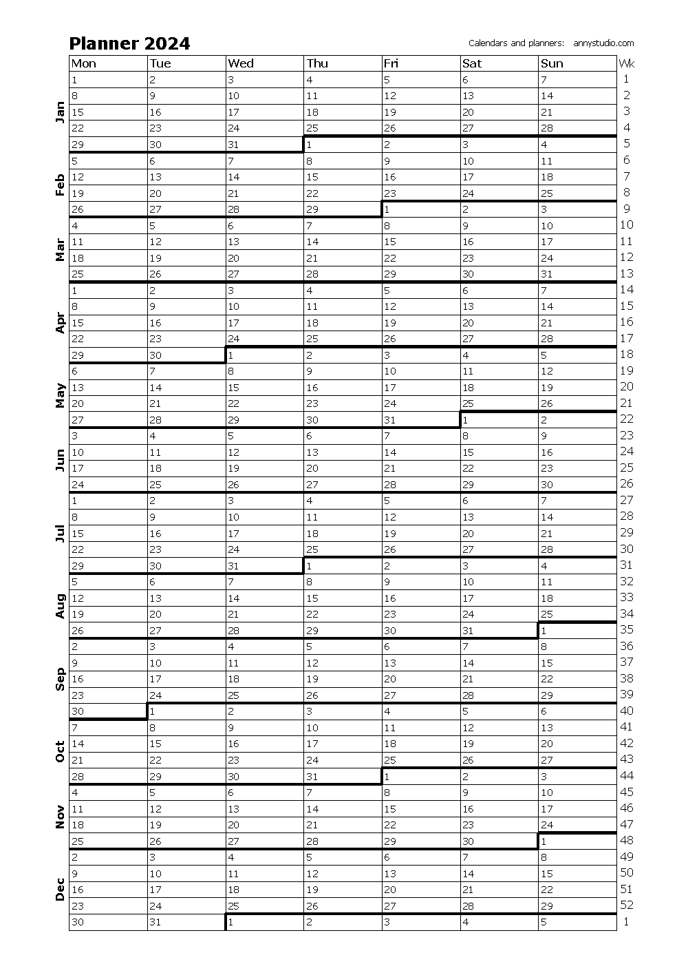 yearly calendars free printable