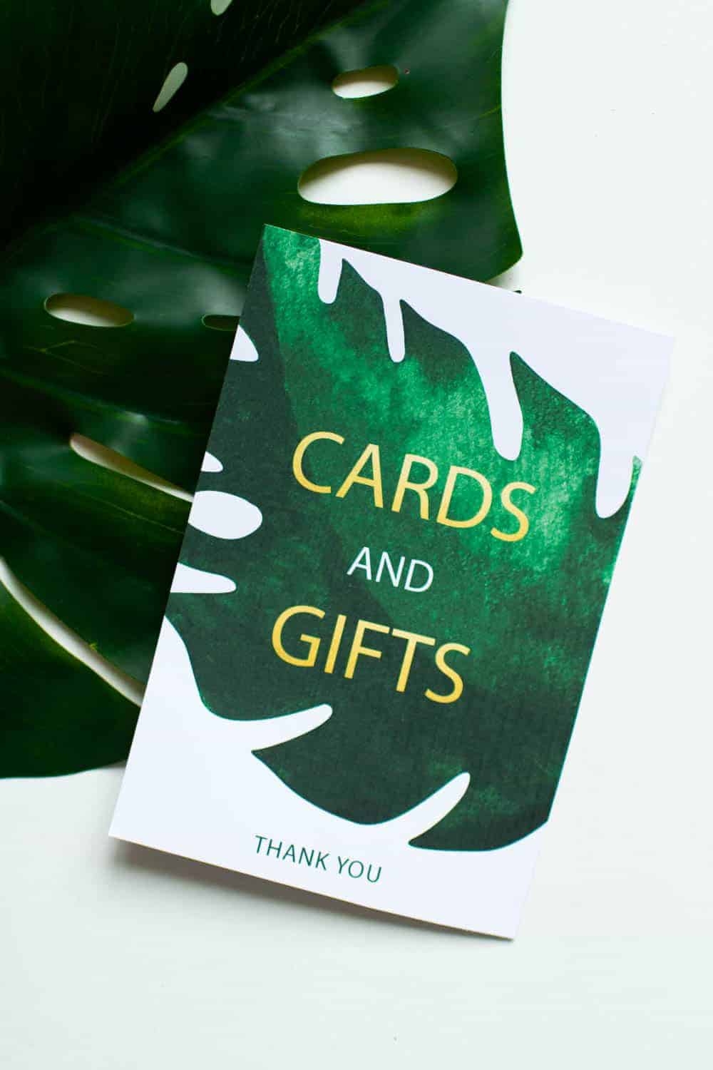 FREE PRINTABLE CARDS AND GIFTS SIGN TROPICAL LEAF PALM GREEN STYLE Bespoke Bride Wedding Blog
