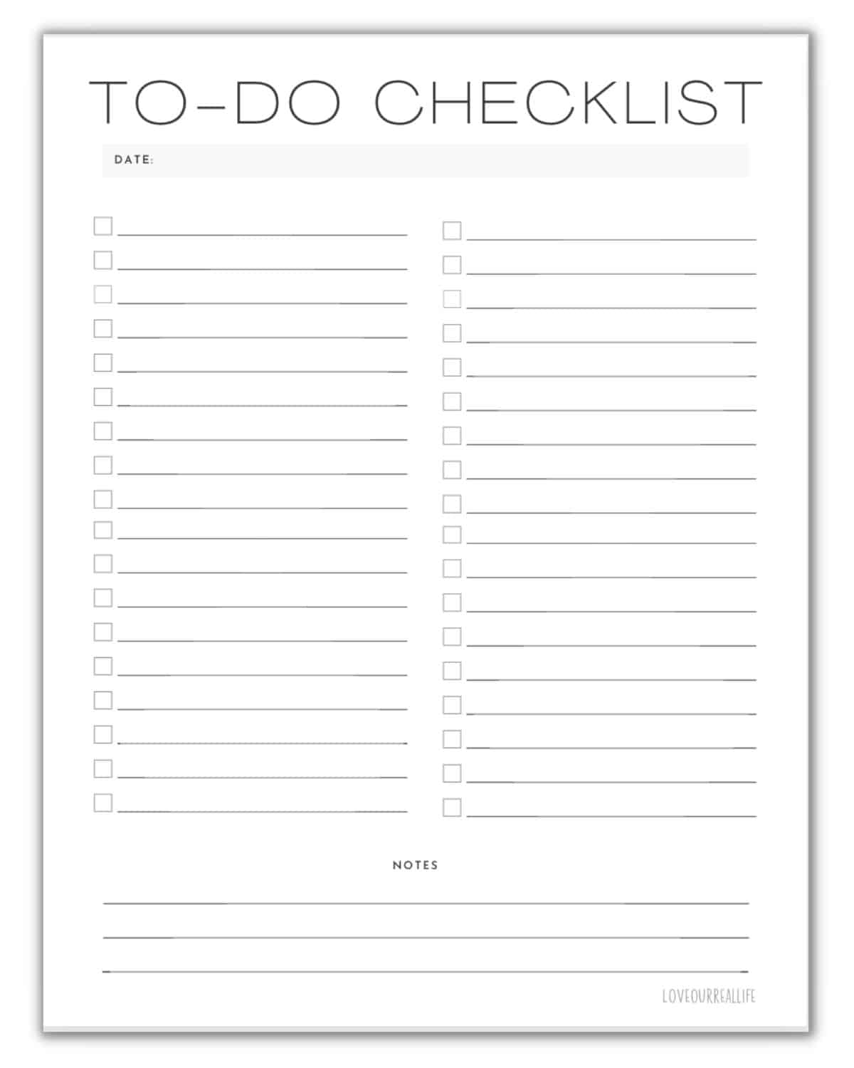Free Printable Checklist Pdf