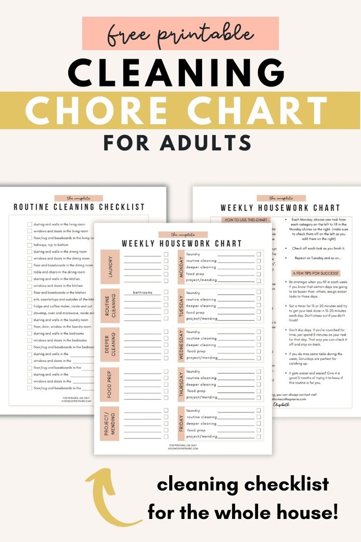 printable house chore chart for adults