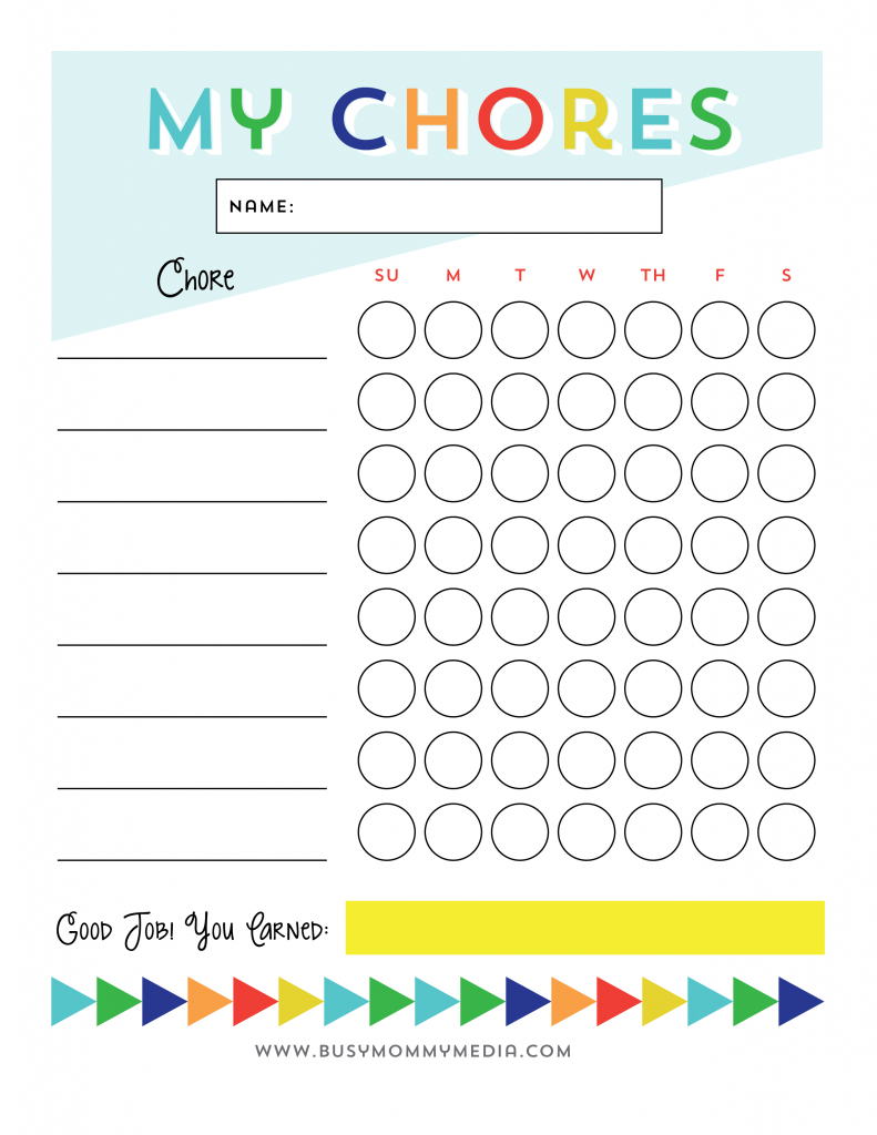 Free Printable Chore Chart For Kids Free Printable Chore Chart For Kids
