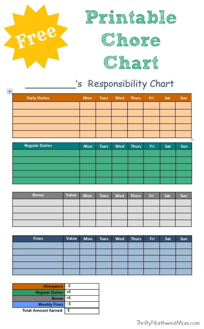 Free Printable Chore Chart For Kids Customize Responsibility Chart Free Printable Chore Chart For Kids Customize Responsibility Chart