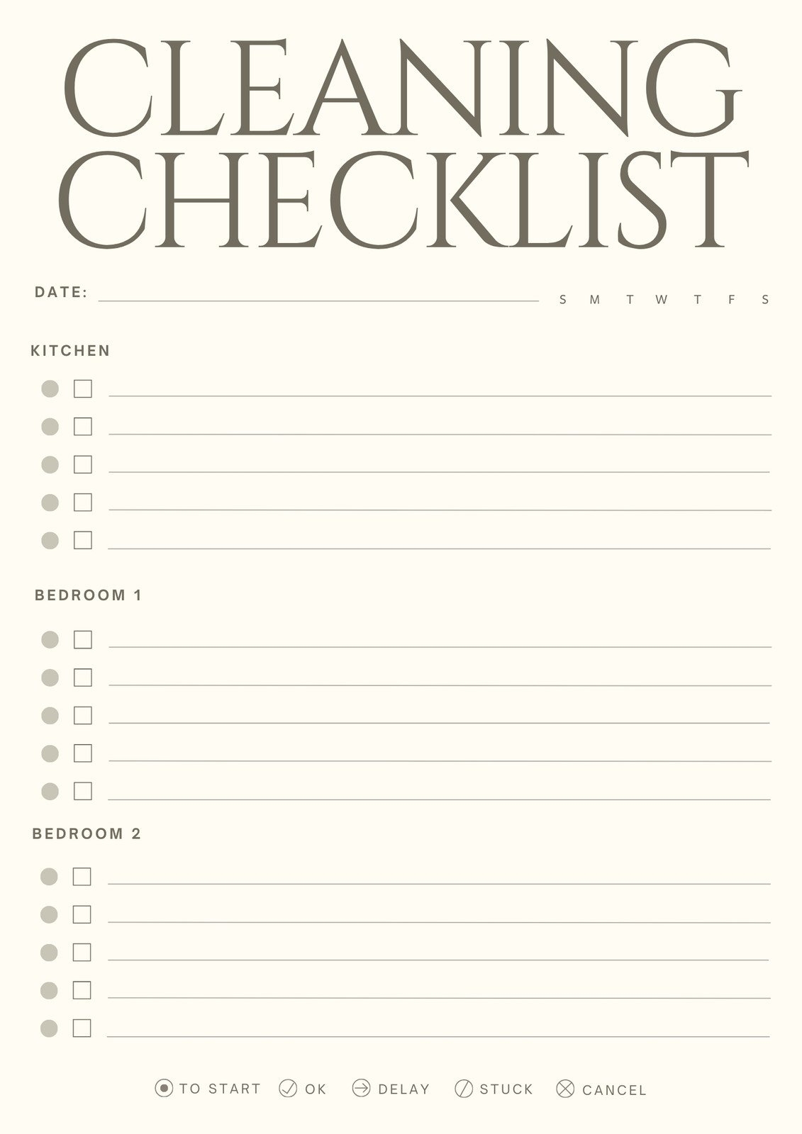 free printable cleaning checklist