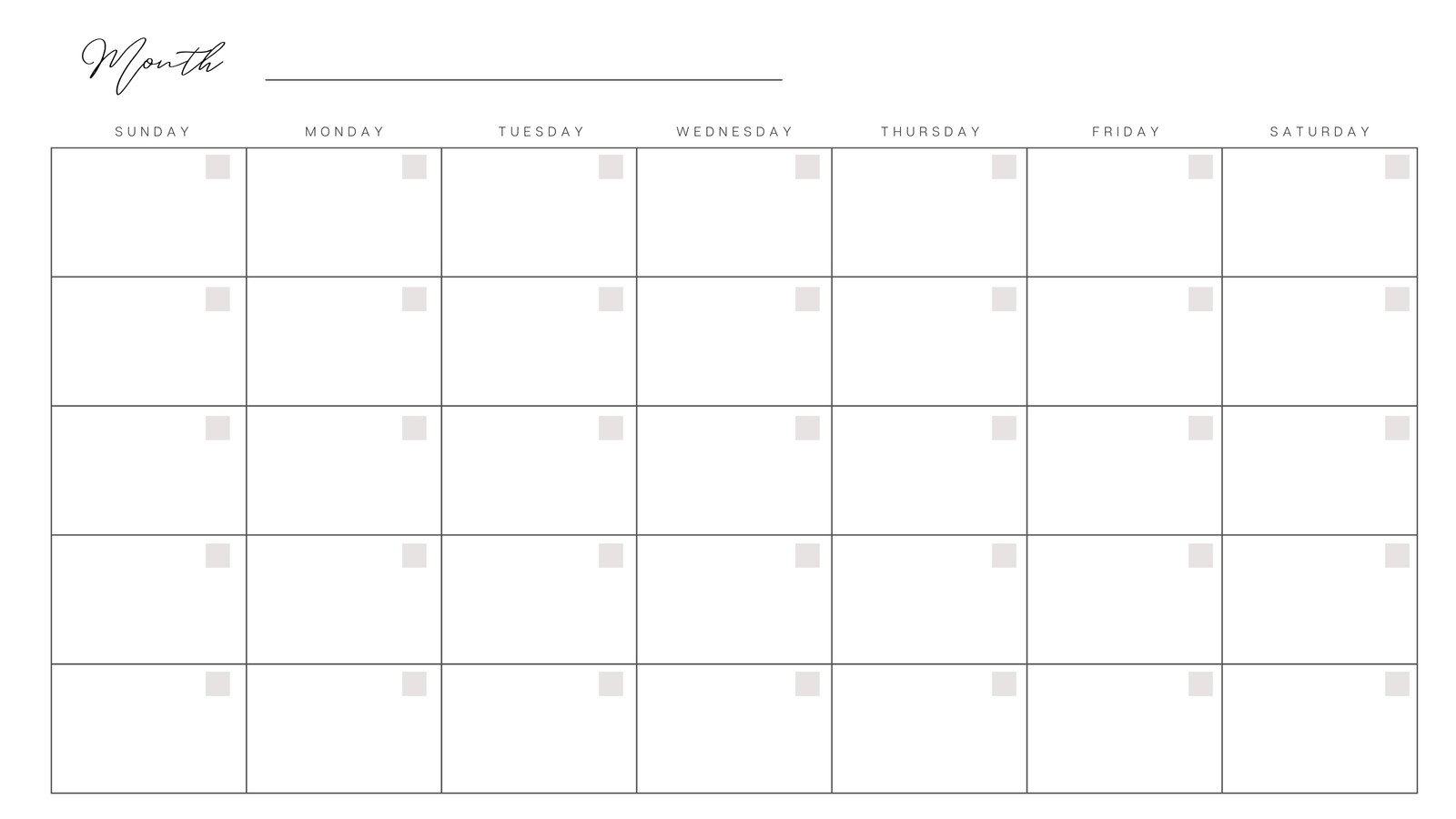 1 Month Calendar Printable