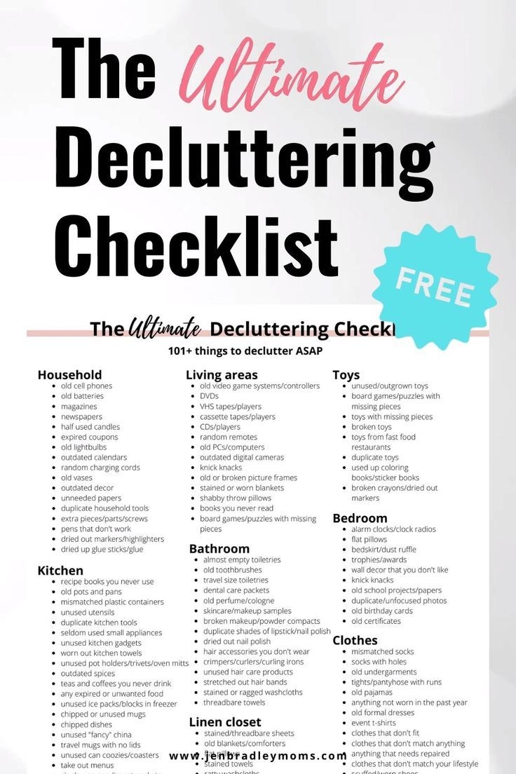 Free Printable Decluttering Checklist 2021