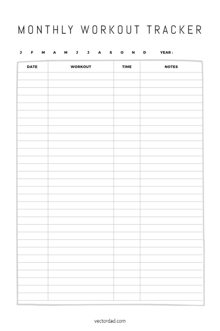 printable exercise log template