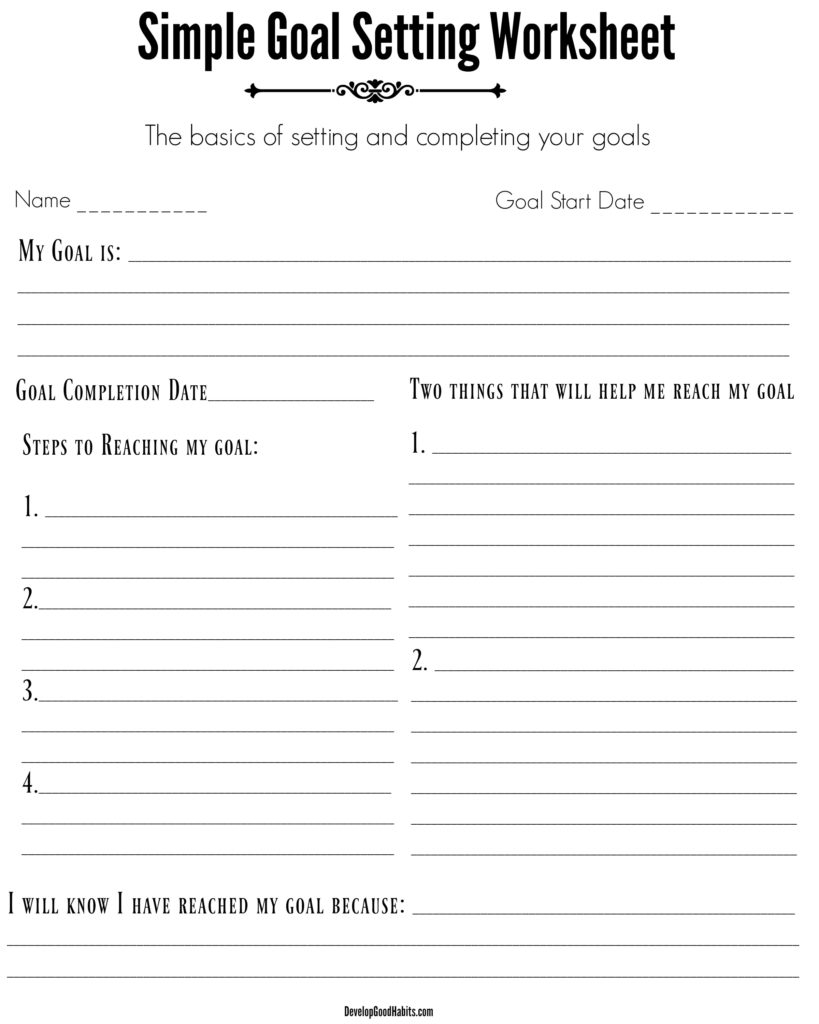 free goal setting worksheet printable free goal setting worksheet printable
