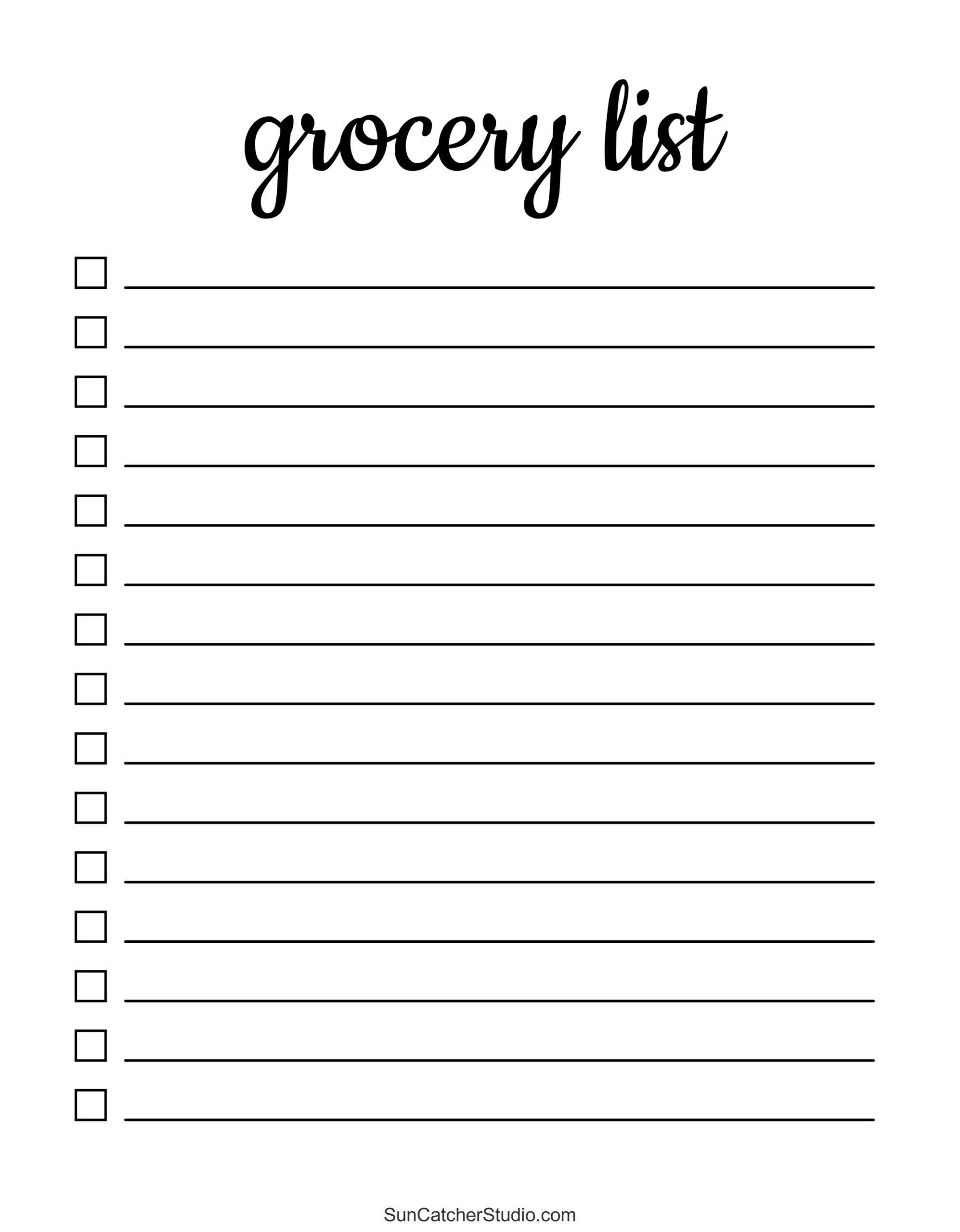 printable grocery list template free