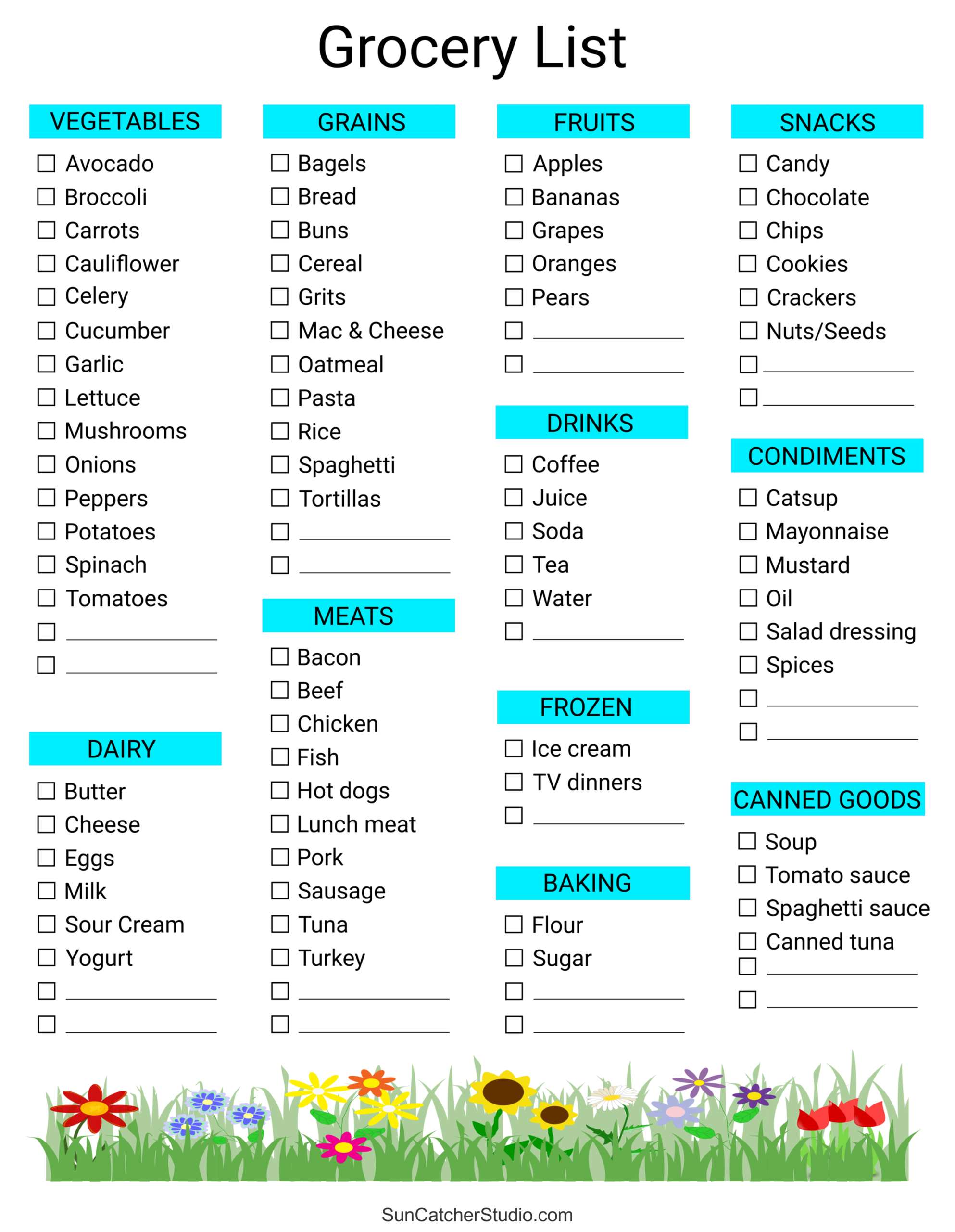Free Printable Shopping List By Category