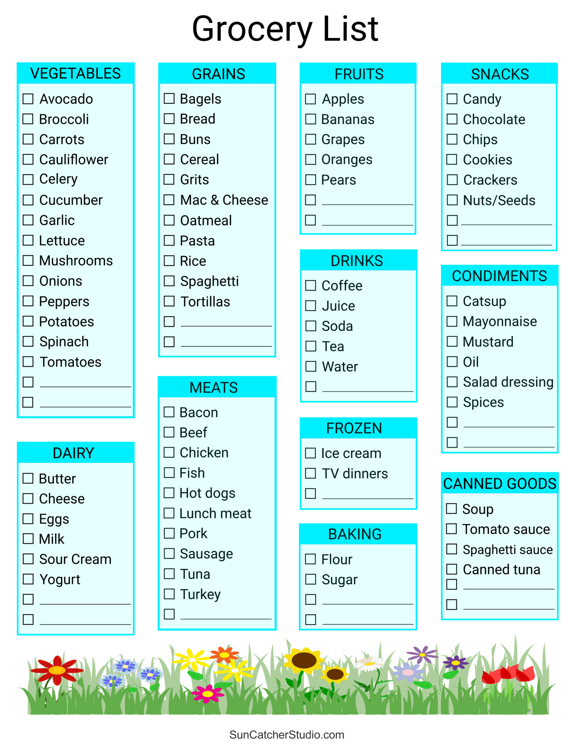 Free Printable Grocery List For Seniors