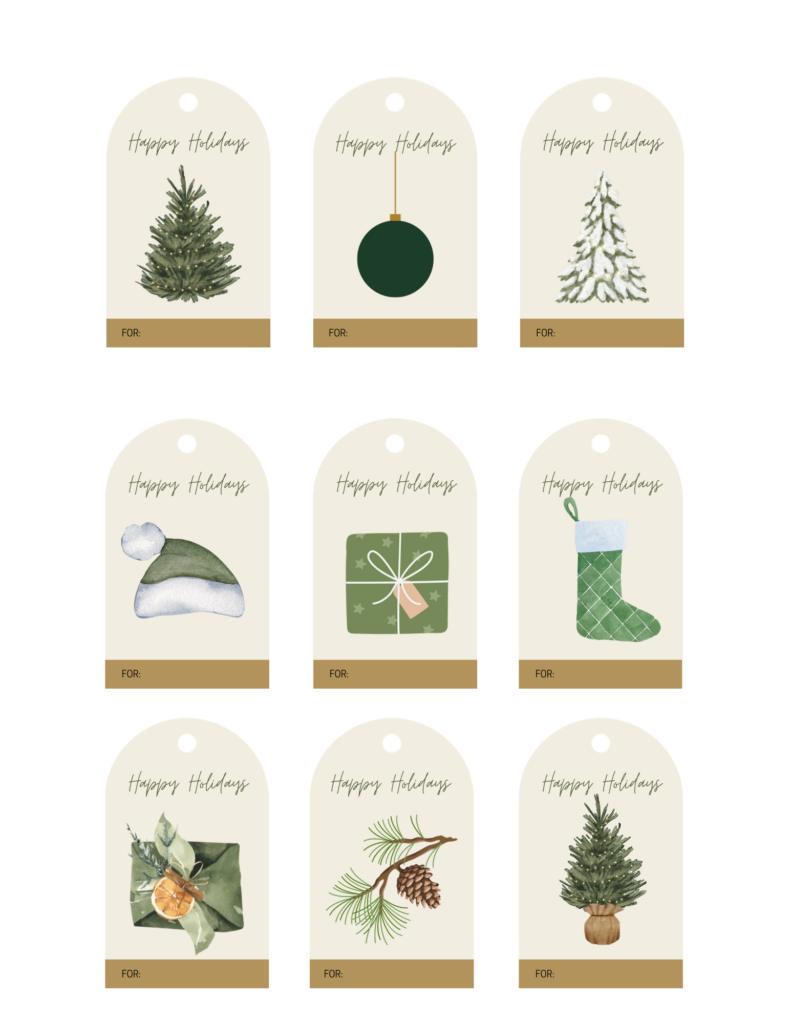 Free Printable Holiday Gift Tags