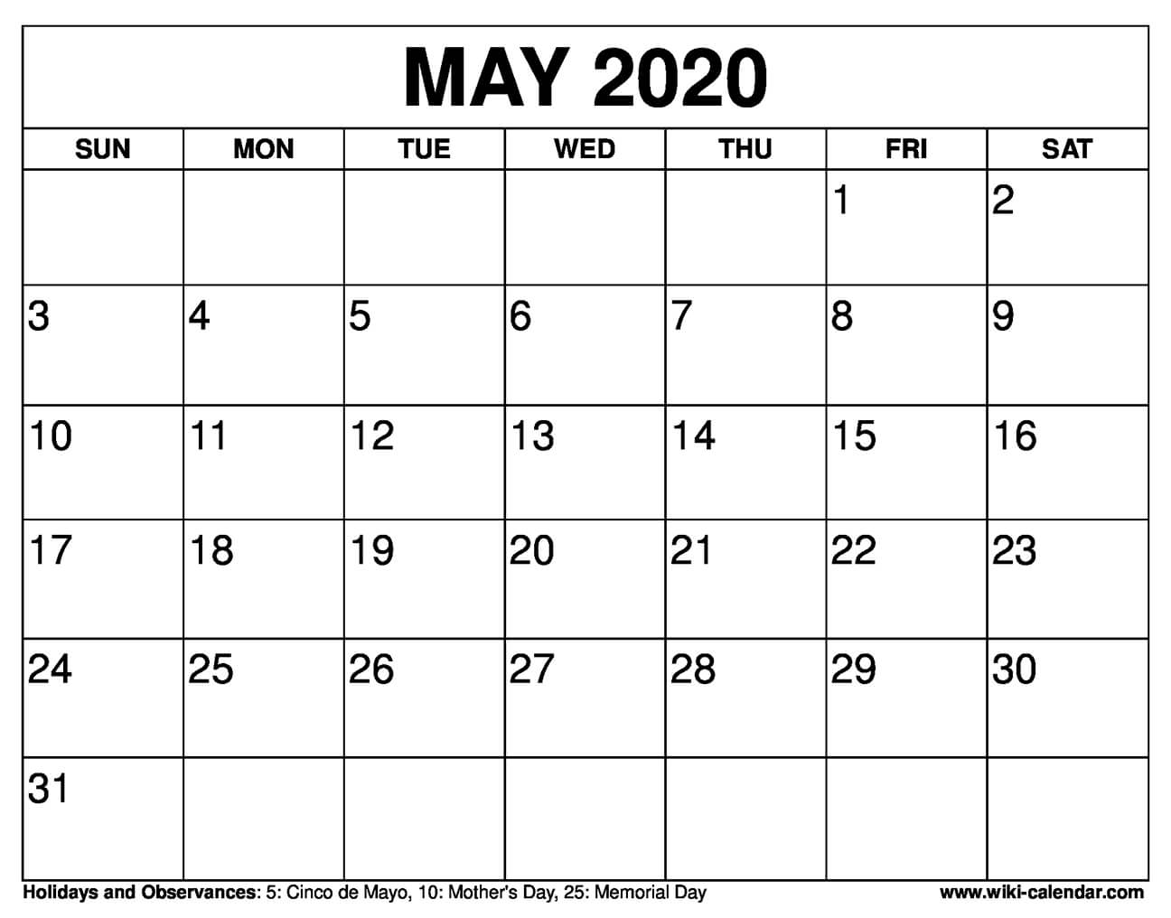 free 2020 calendar printable