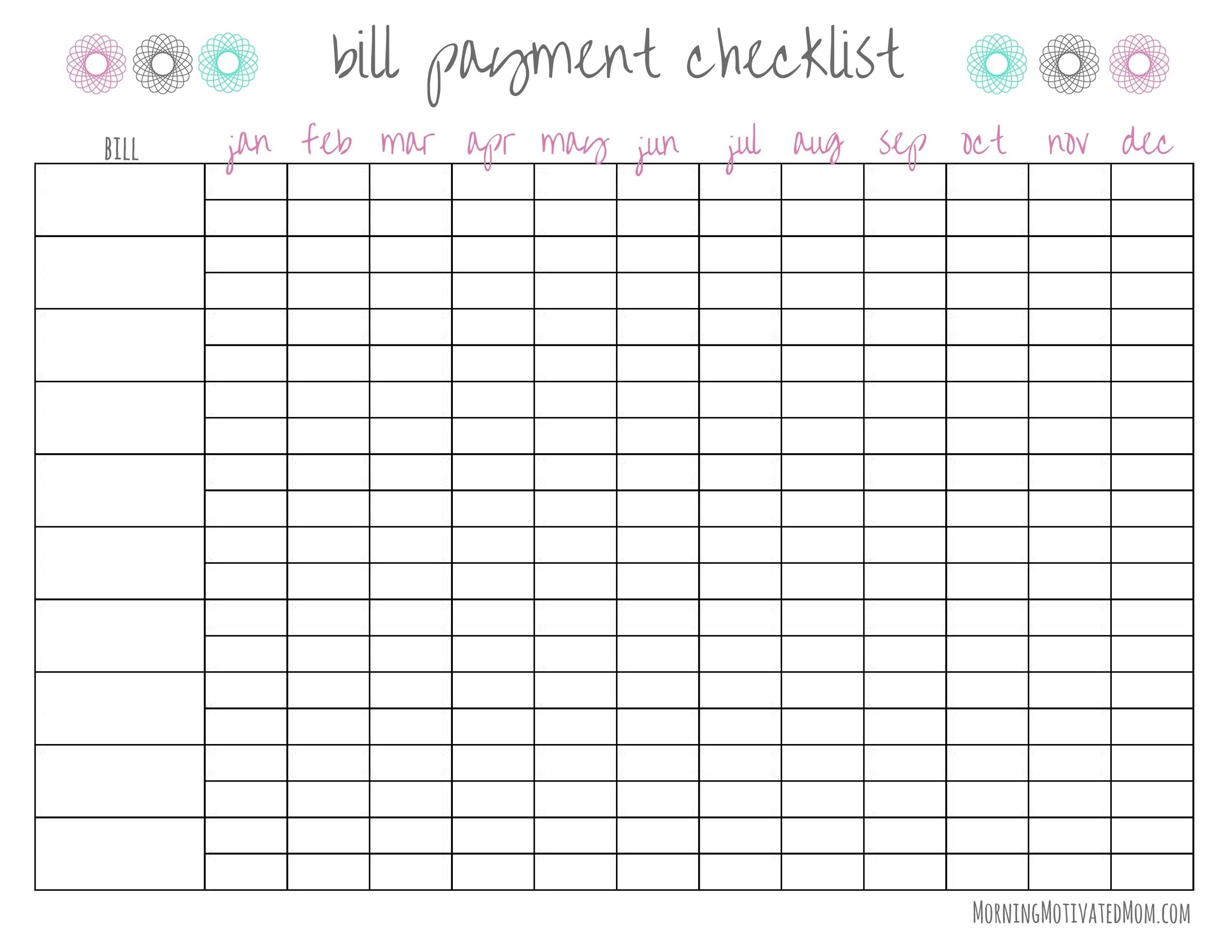 printable bill pay calendar