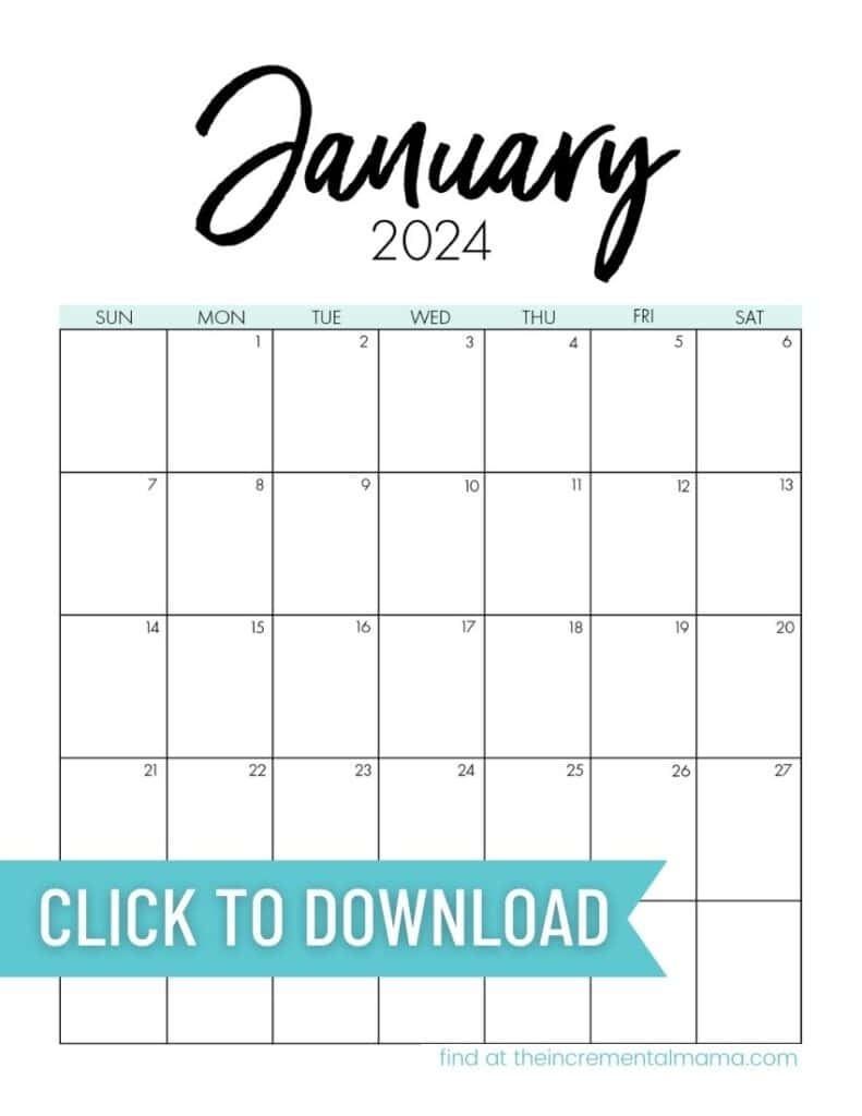 Free Printable Monthly Calendar 2024 January To December The Incremental Mama