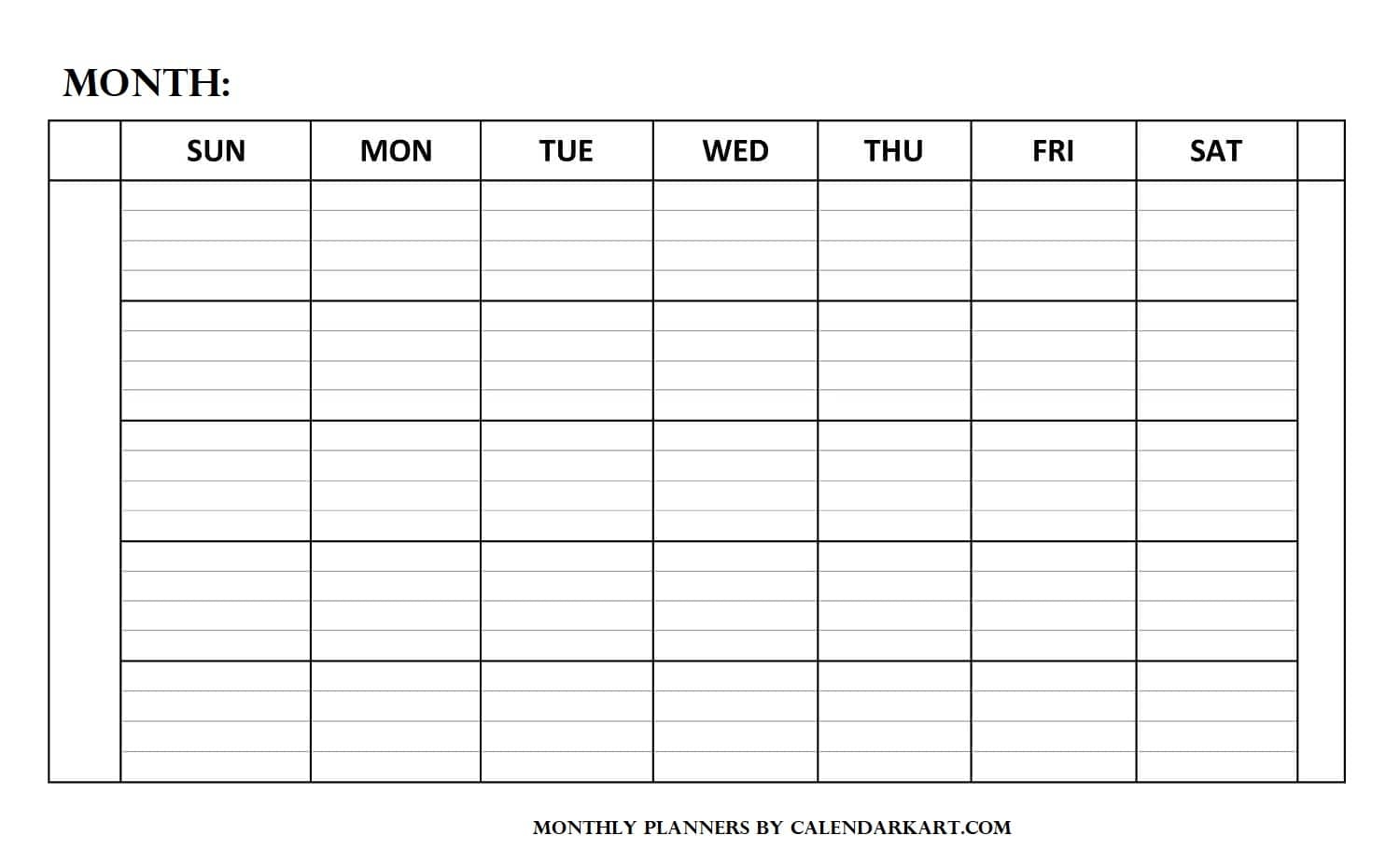 free printable month by month calendar
