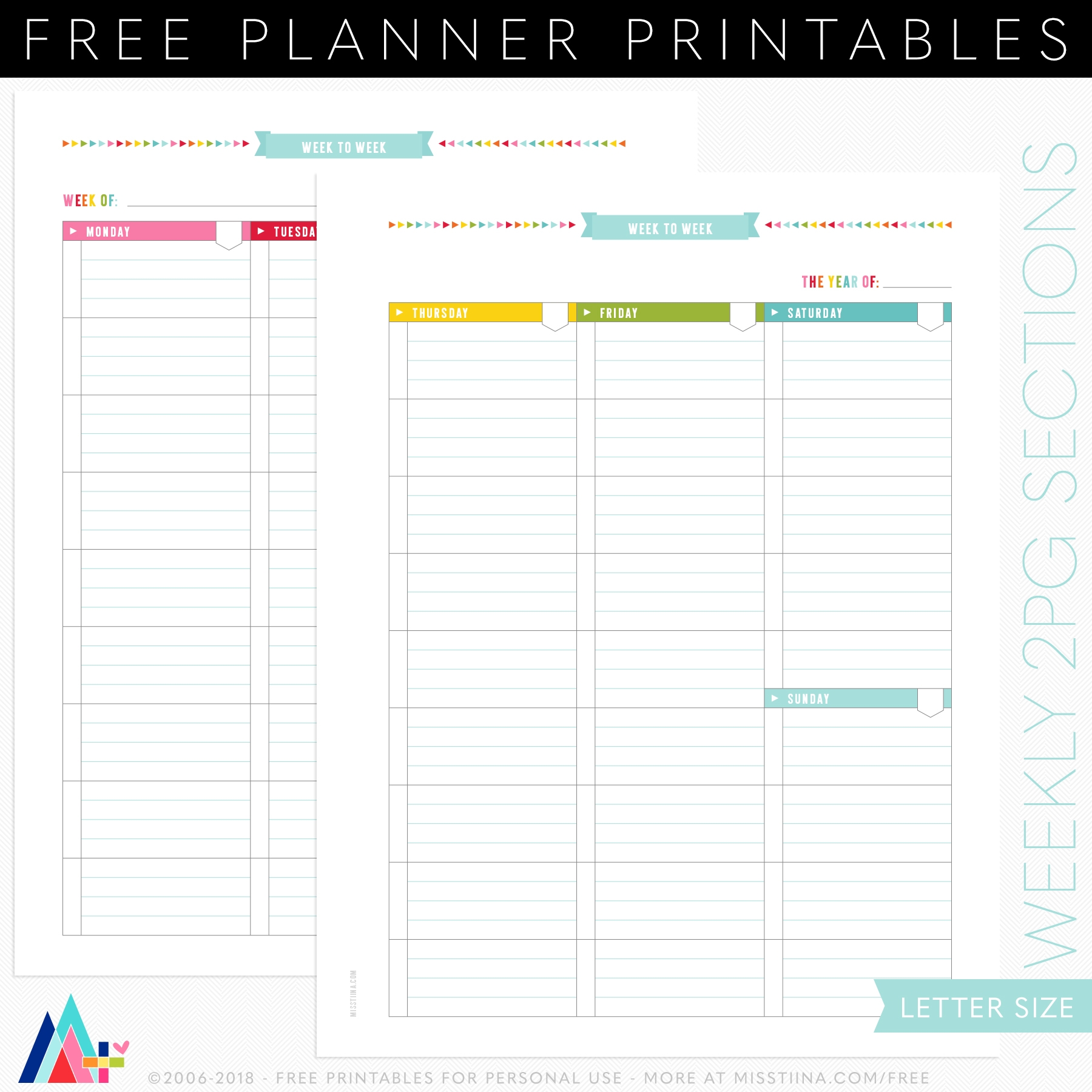 FREE PRINTABLE PLANNER PAGES Miss Tiina