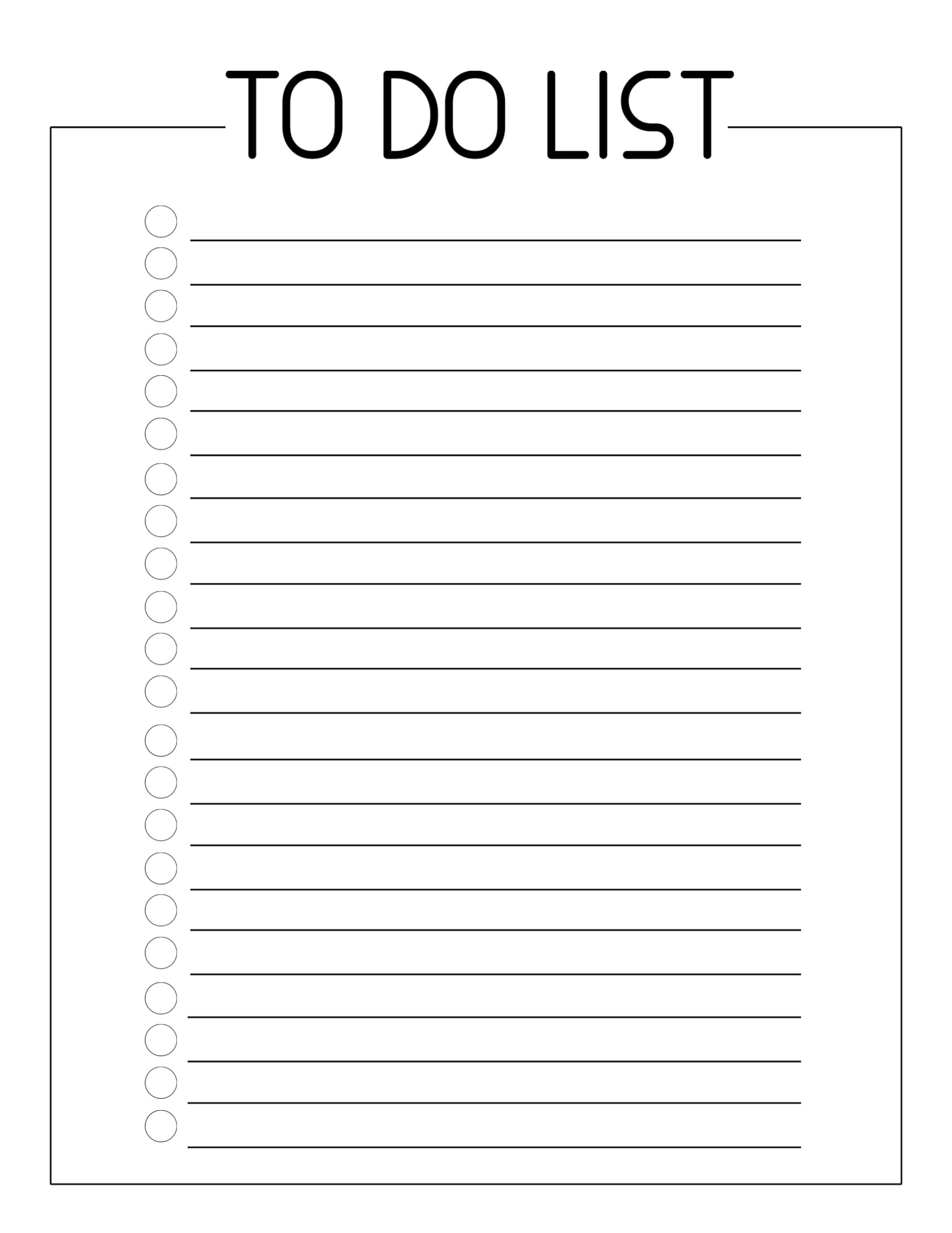 free printable blank checklist template