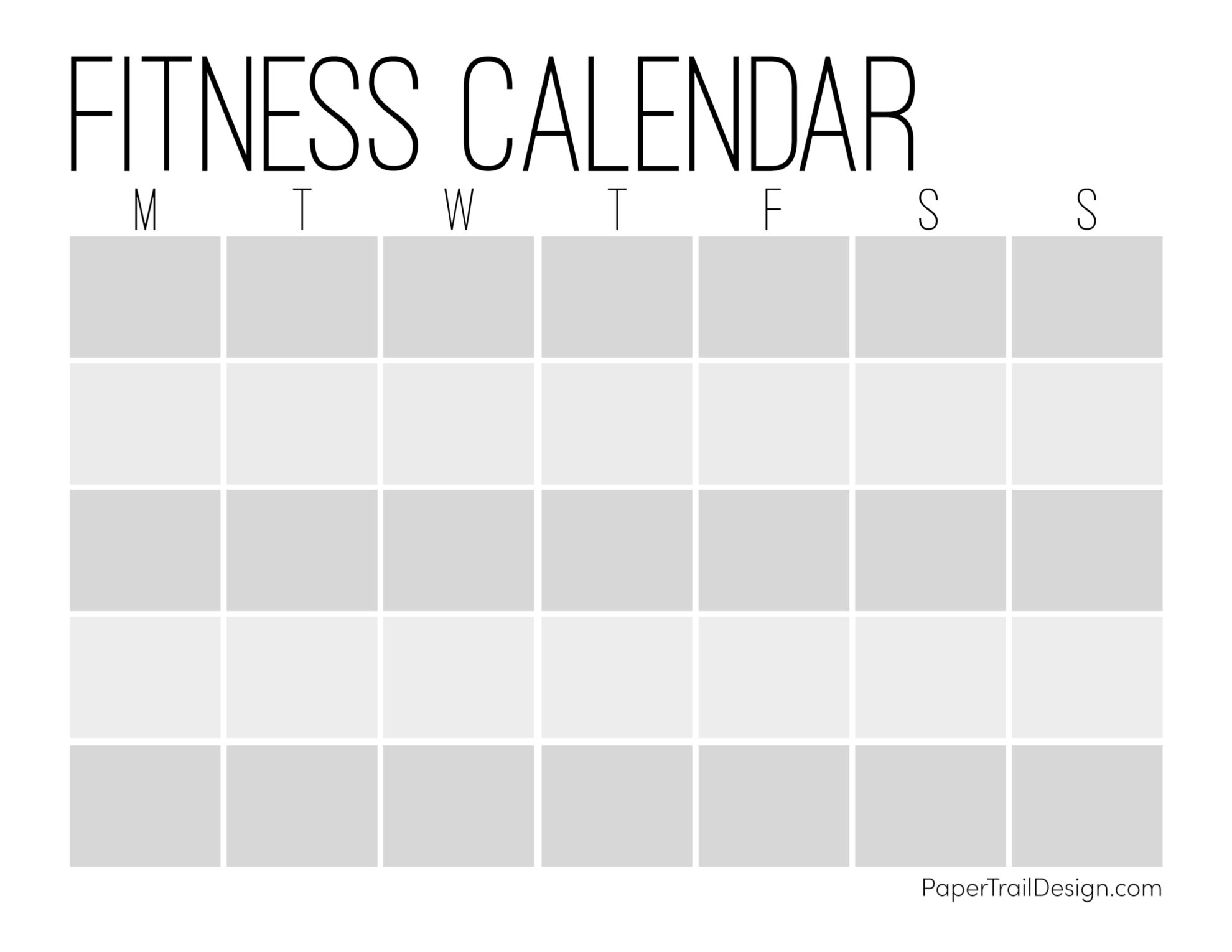 free printable exercise calendar