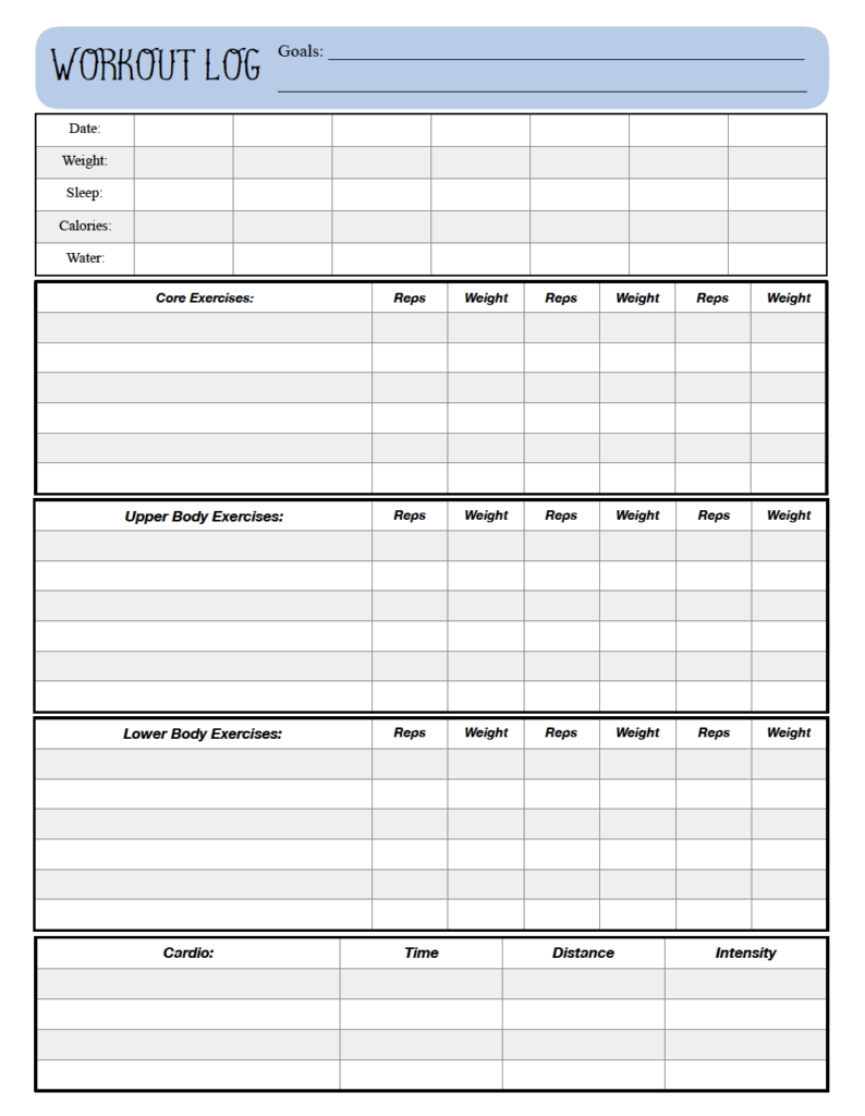 Free Printable Workout Logs 3 Designs For Your Needs Free Printable Workout Logs 3 Designs For Your Needs