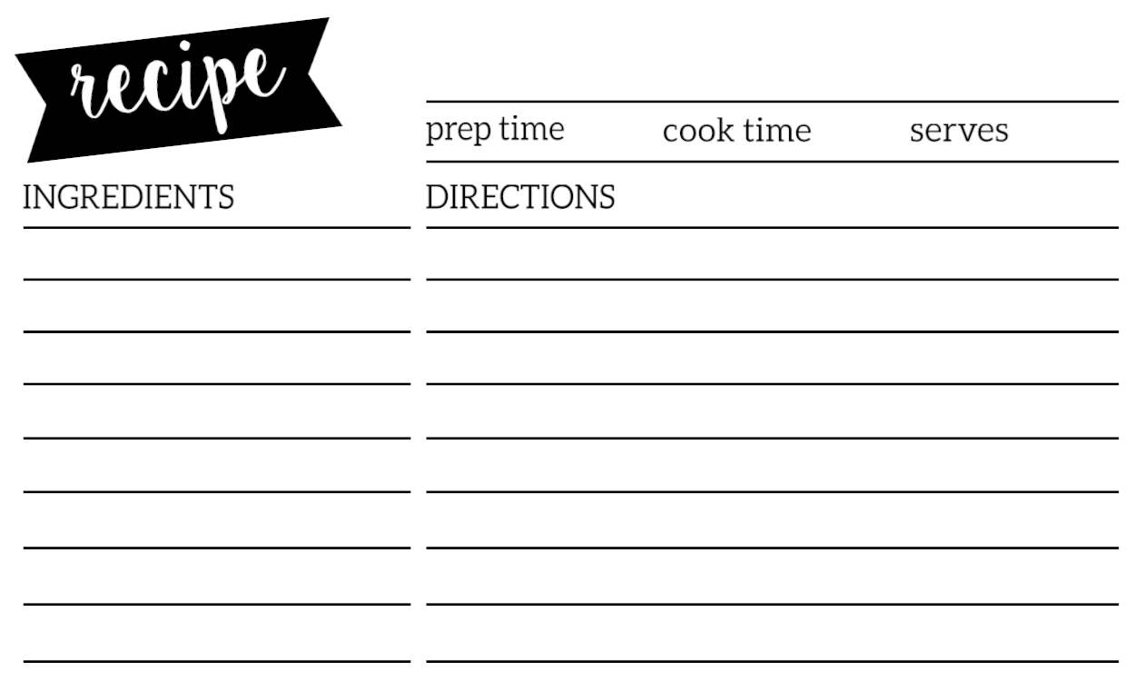 recipe cards printable free