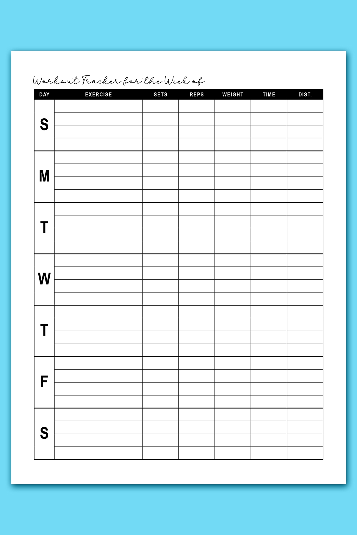 Free Workout Log Printable Sheets Daily Weekly Monthly