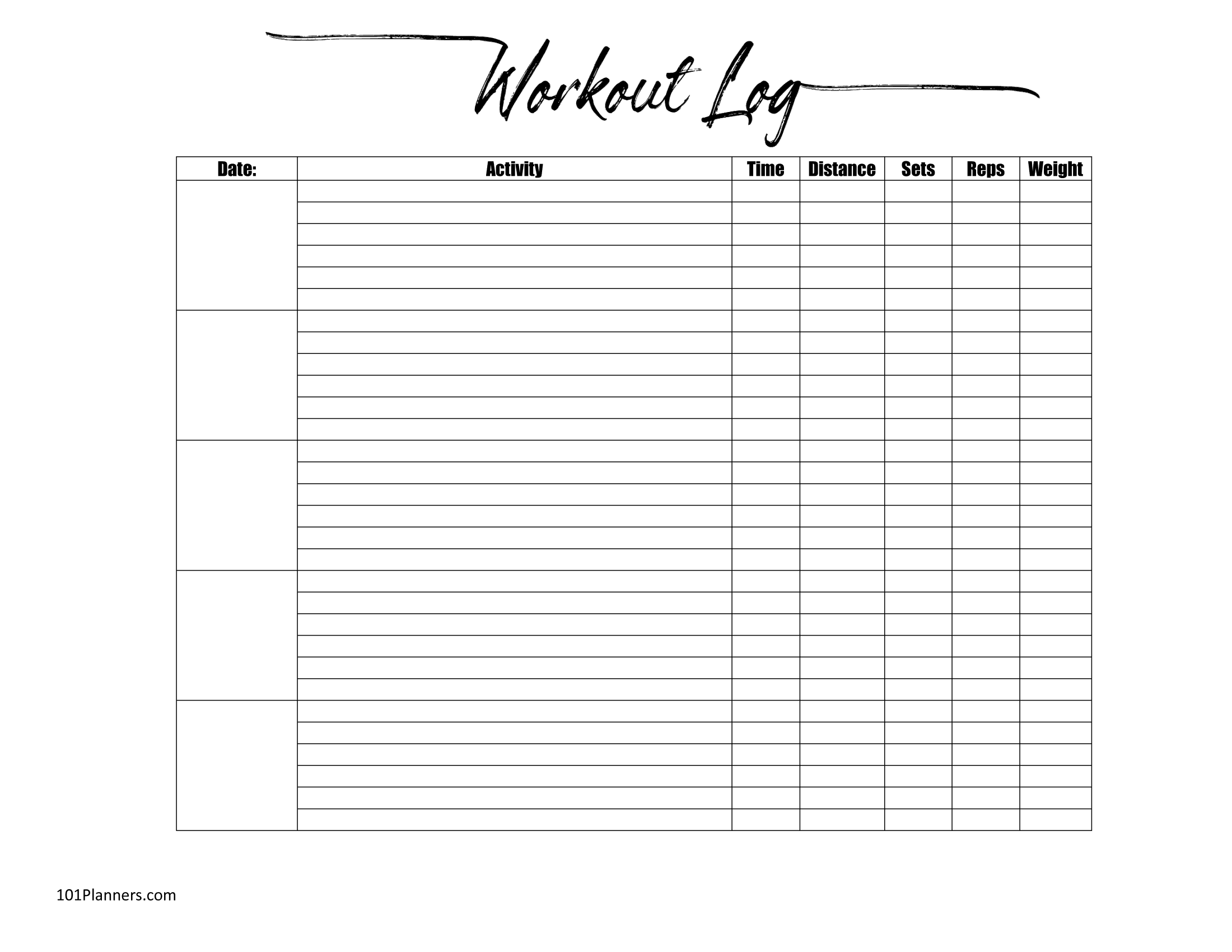 FREE Workout Tracker Printable Customize Online Print
