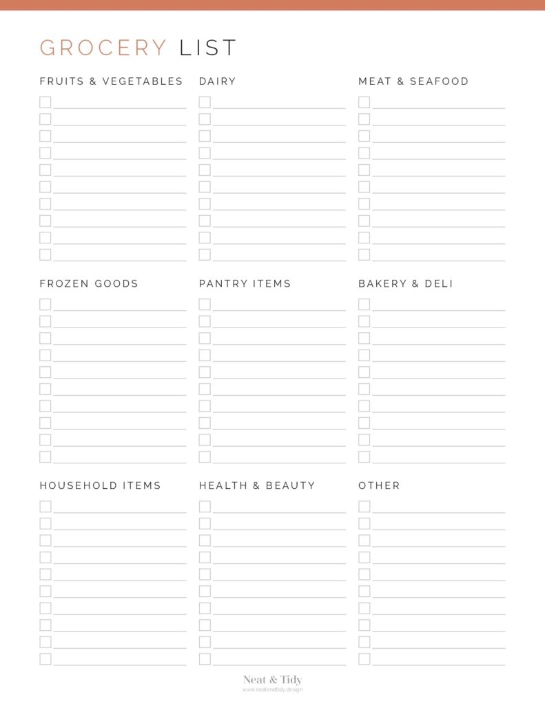 Grocery List With Categories Neat And Tidy Design Grocery List With Categories Neat And Tidy Design