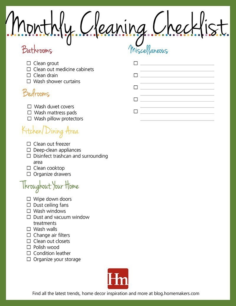 printable house cleaning schedule daily weekly monthly