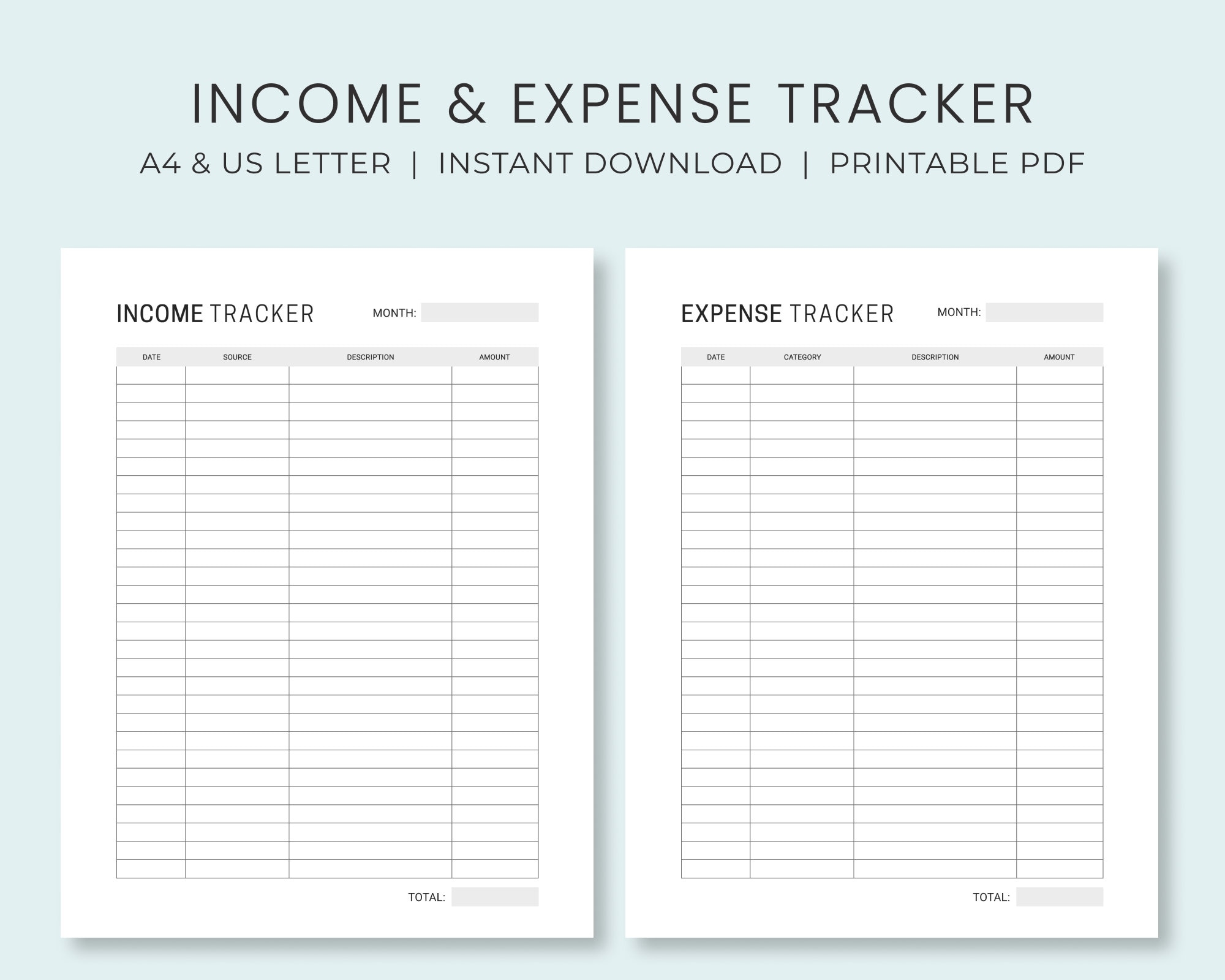 Income And Expense Tracker Printable