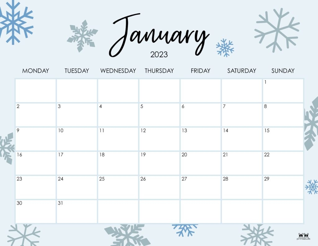 January 2023 Calendars 50 FREE Printables Printabulls