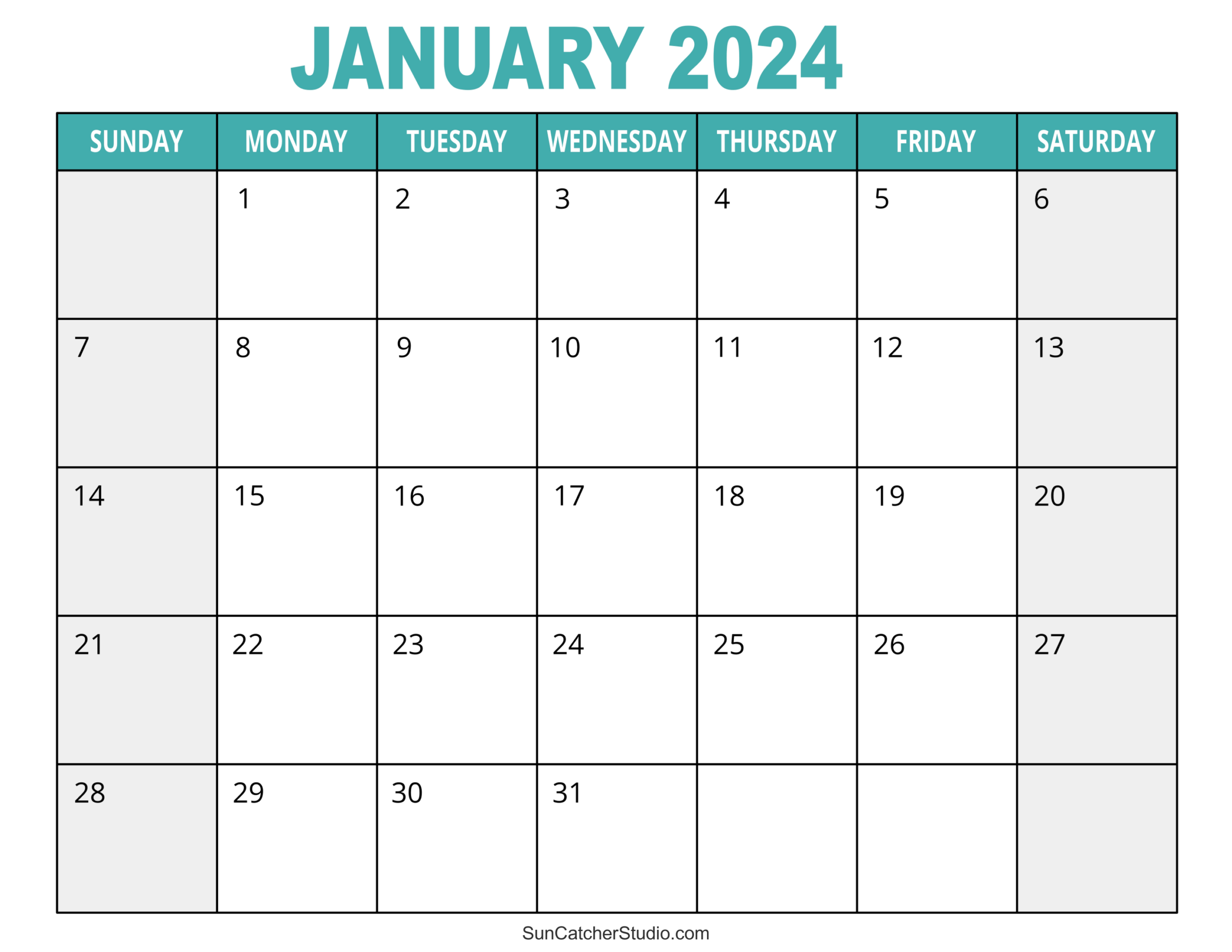 January 2024 Calendar Free Printable Free Printables Lettering SVG Files Tools Apps