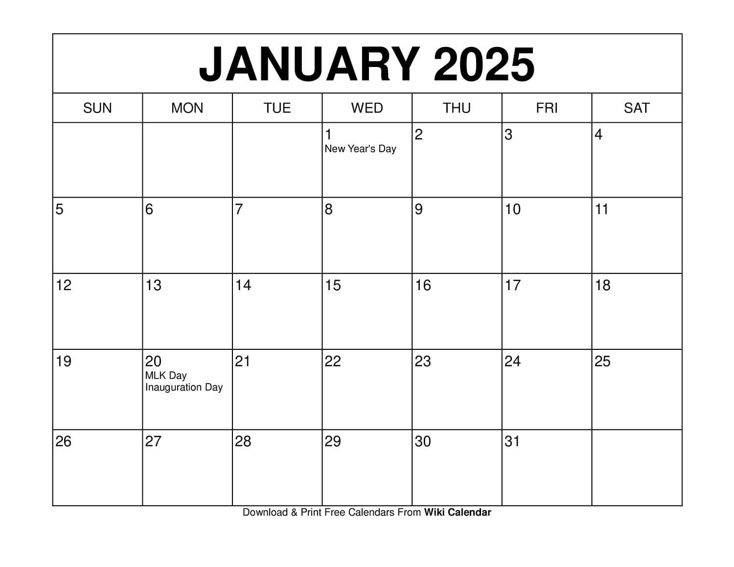 January 2026 Calendar Printable Templates More