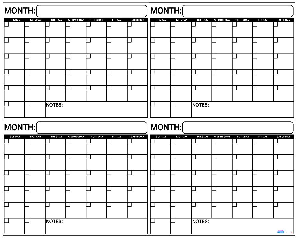 printable four month calendar