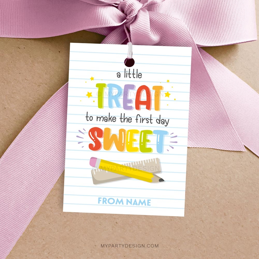 Little Treat To Make The First Day Sweet Gift Tag Printable PDF My Party Design Little Treat To Make The First Day Sweet Gift Tag Printable PDF My Party Design
