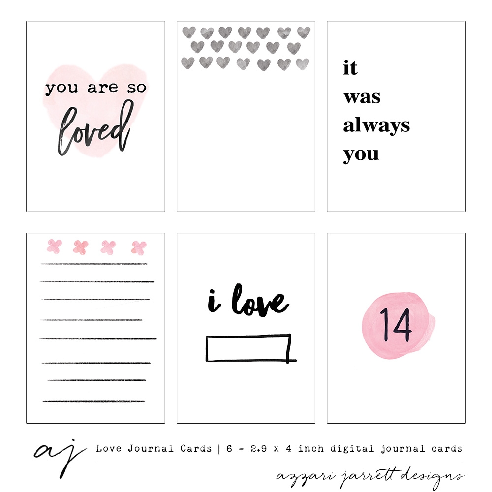 Love Digital Printable Journal Cards