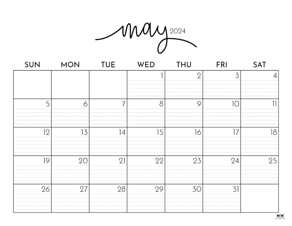 May 2024 Calendars 50 FREE Printables Printabulls