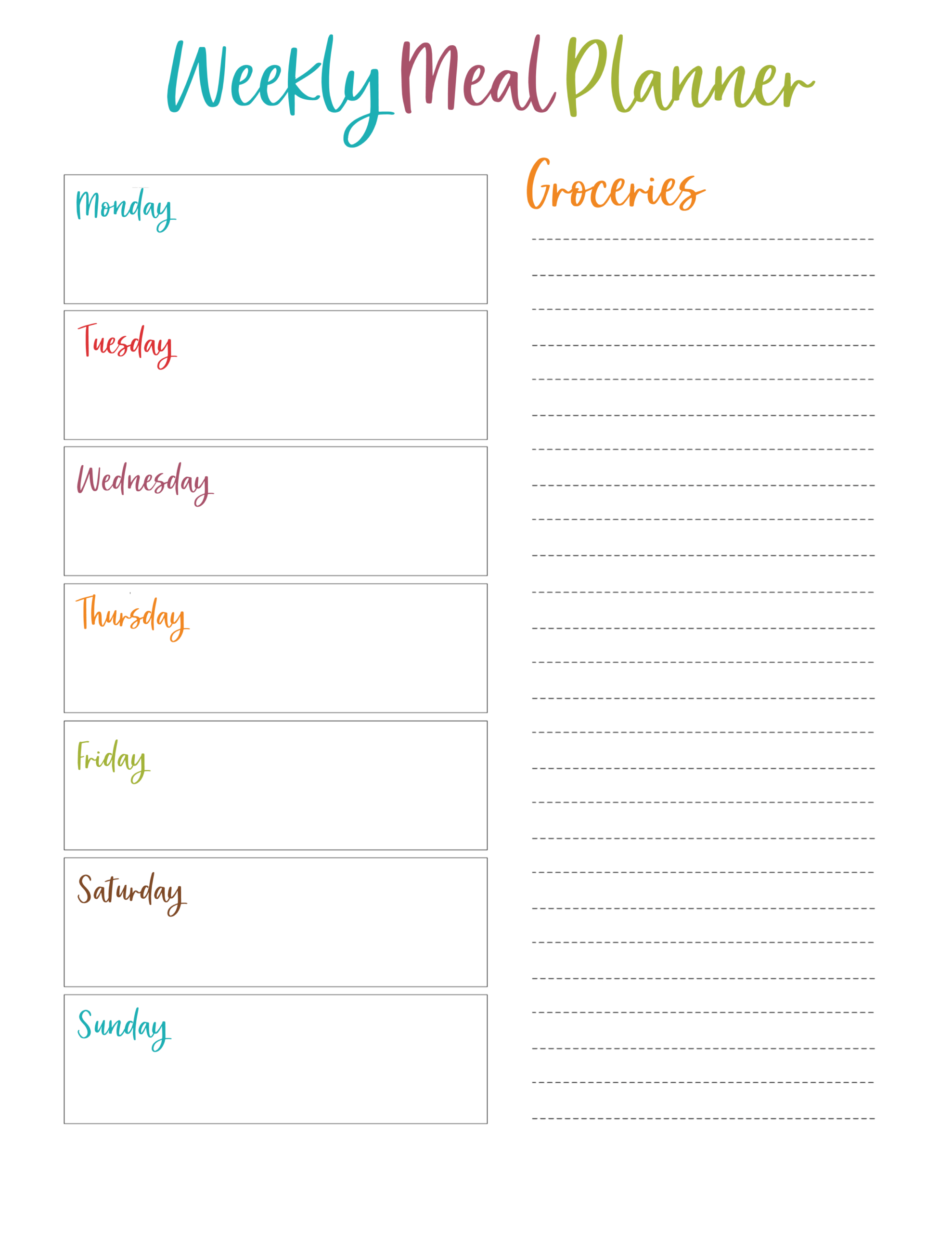 Meal Planner Freebie Weekly Monthly Printables Love On A Plate